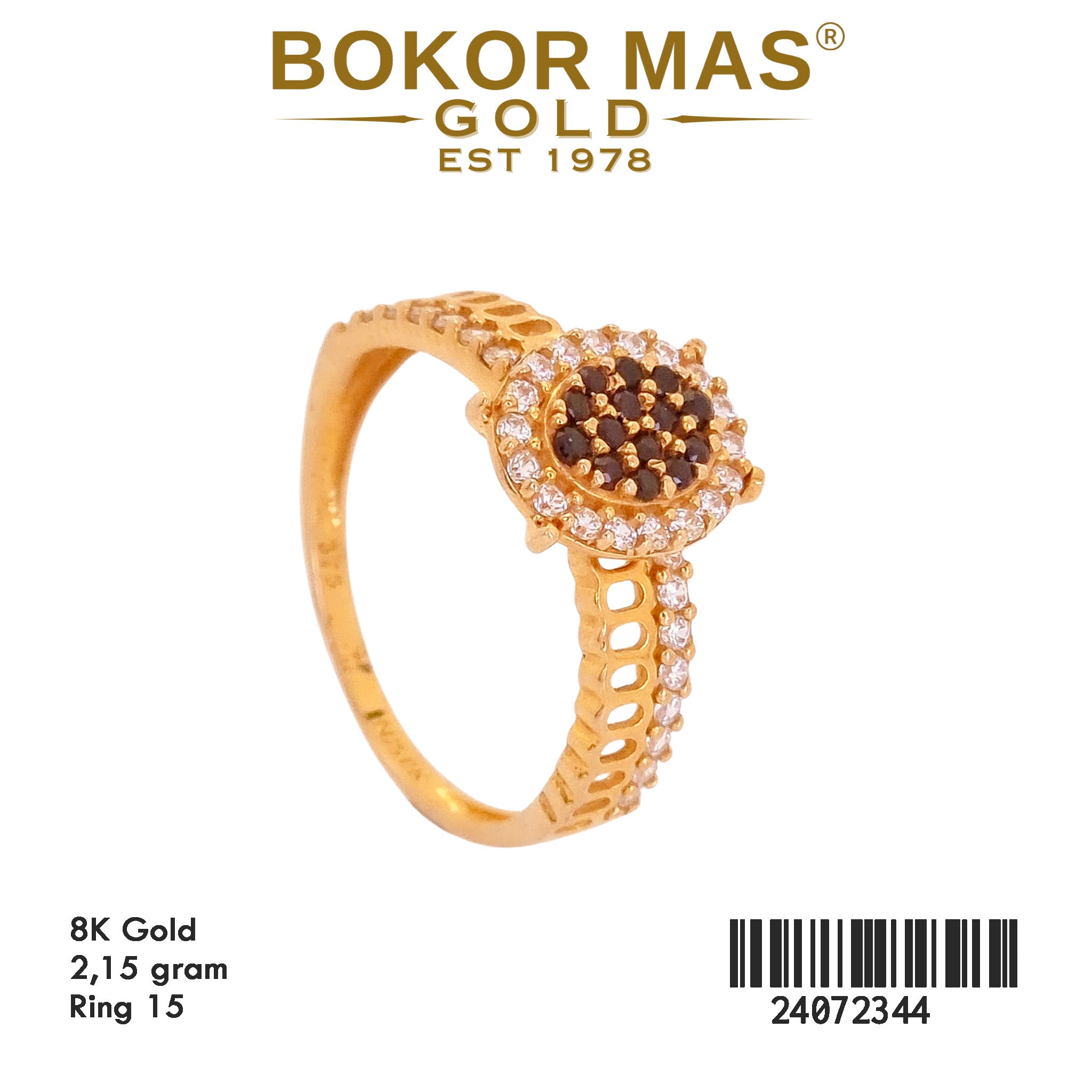 Cincin Emas Variasi Permata hitam Putih - 24072344 - 8K