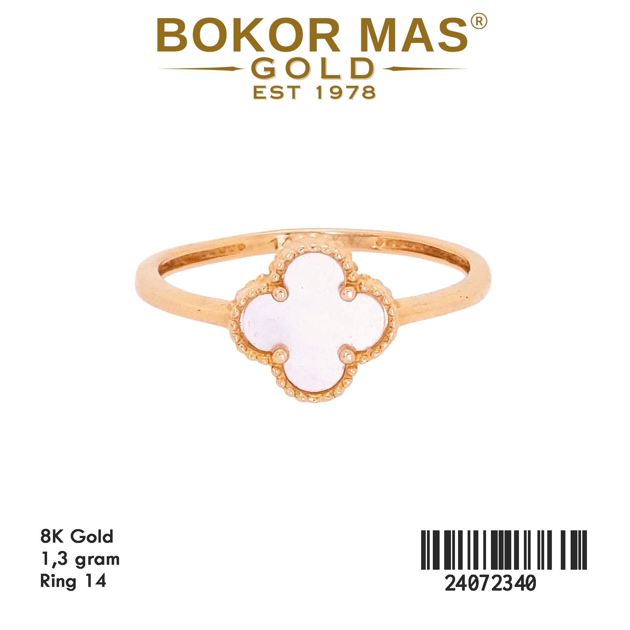 Cincin Emas Variasi Clover Putih - 24072340 - 8K