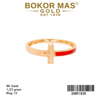 Cincin Emas Tiff Variasi Cat Merah Tanpa Permata - 24051826 - 8K