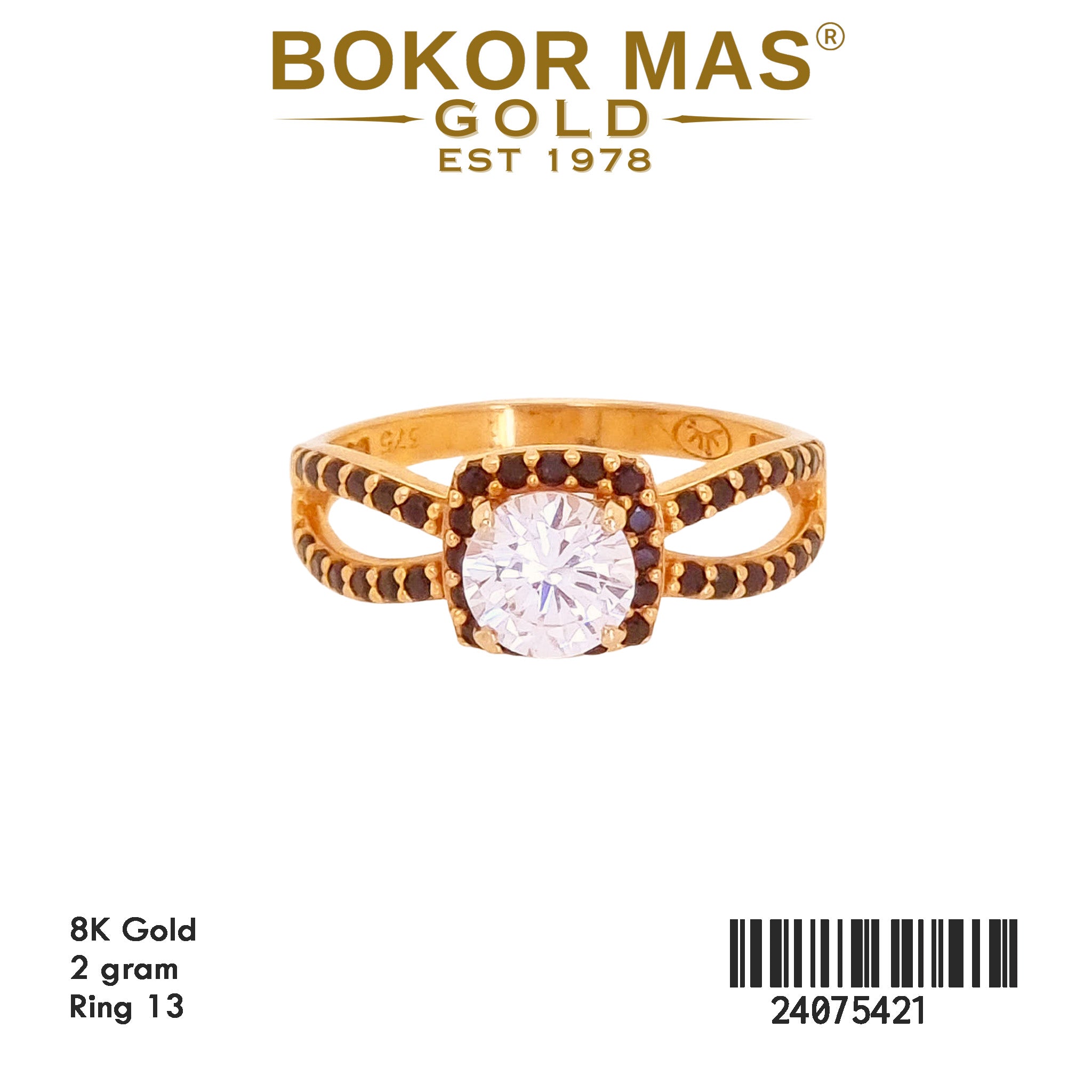 Cincin Emas Variasi Batu Hitam Putih - 24075421 - 8K