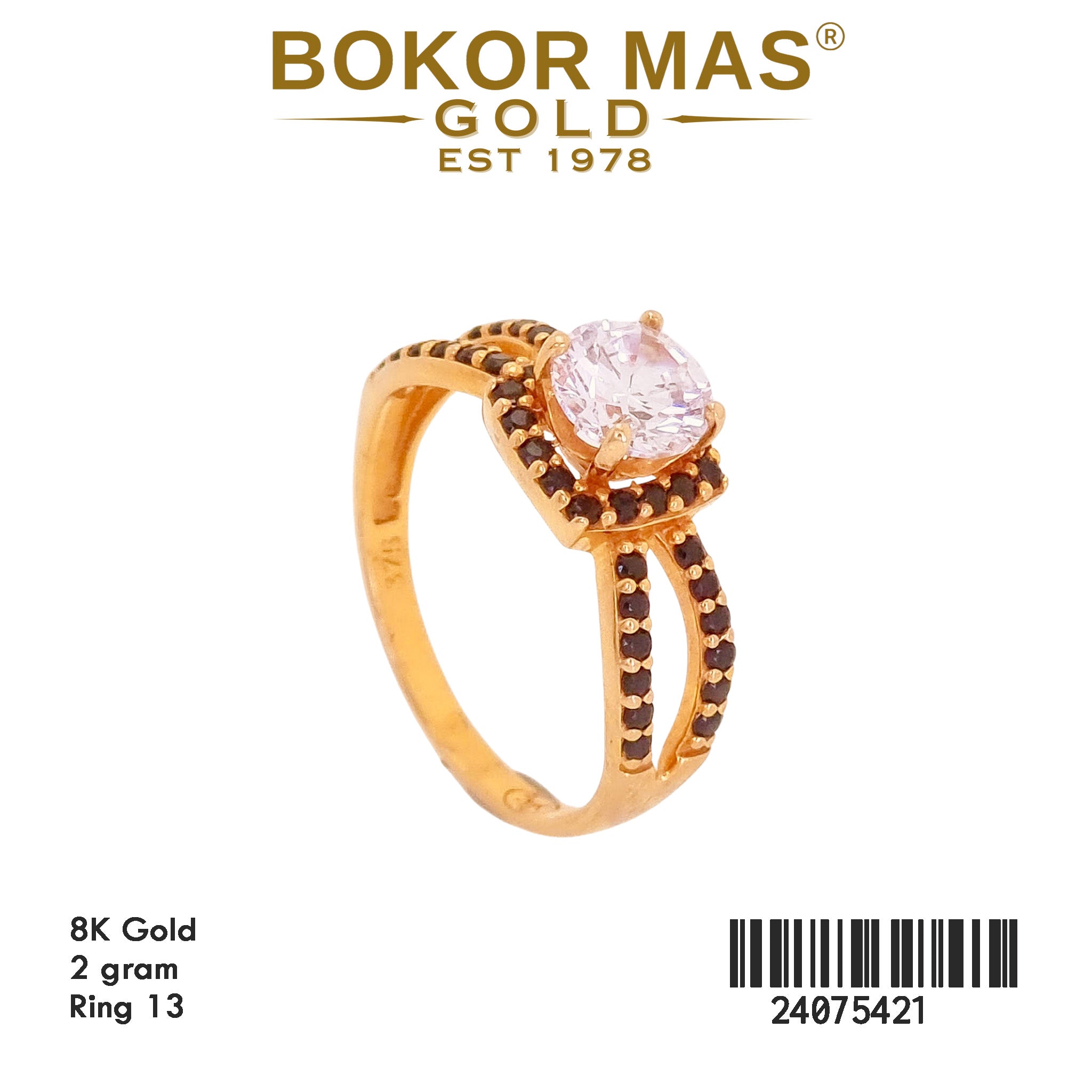 Cincin Emas Variasi Batu Hitam Putih - 24075421 - 8K