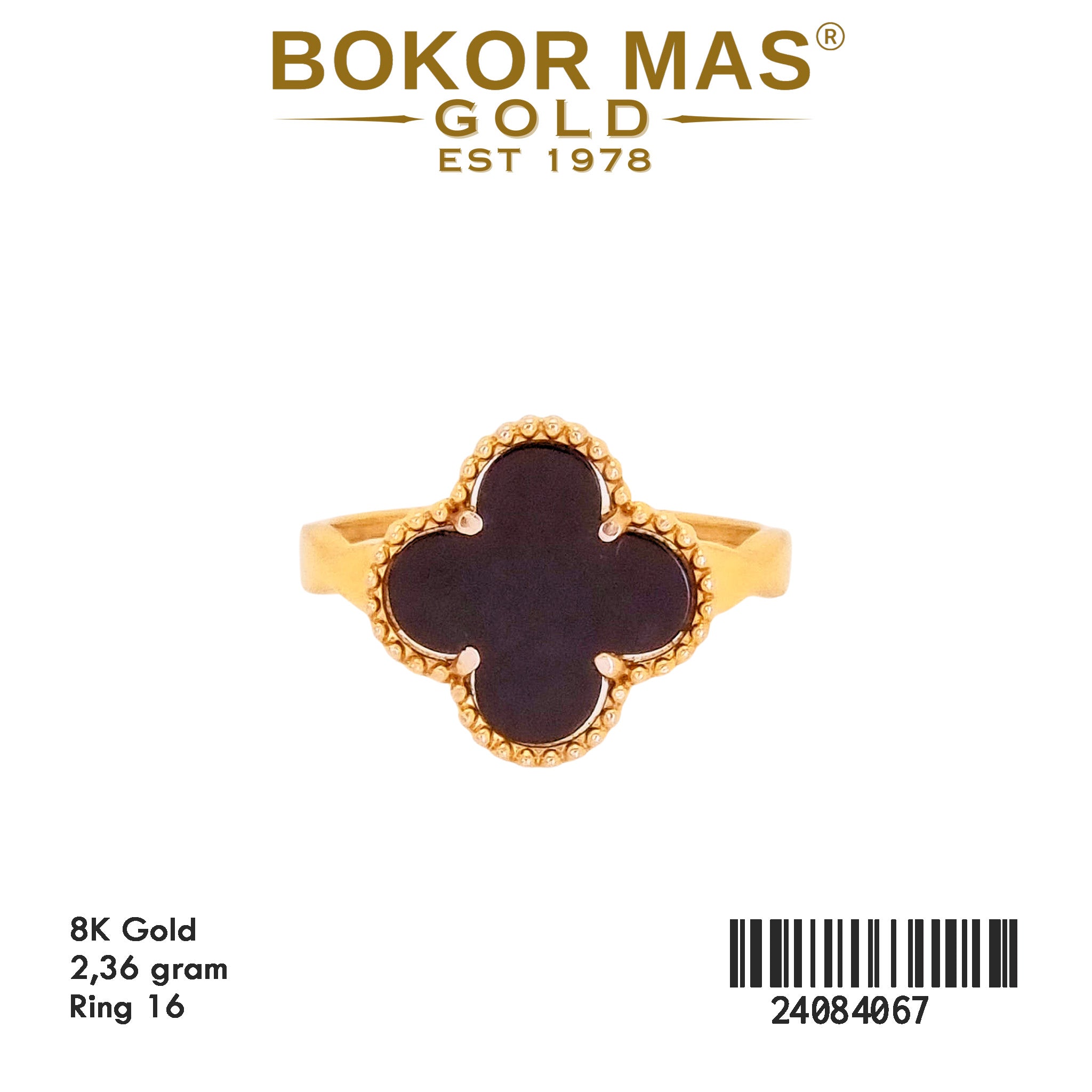 Cincin Variasi Clover Hitam - 24084067 - 8K
