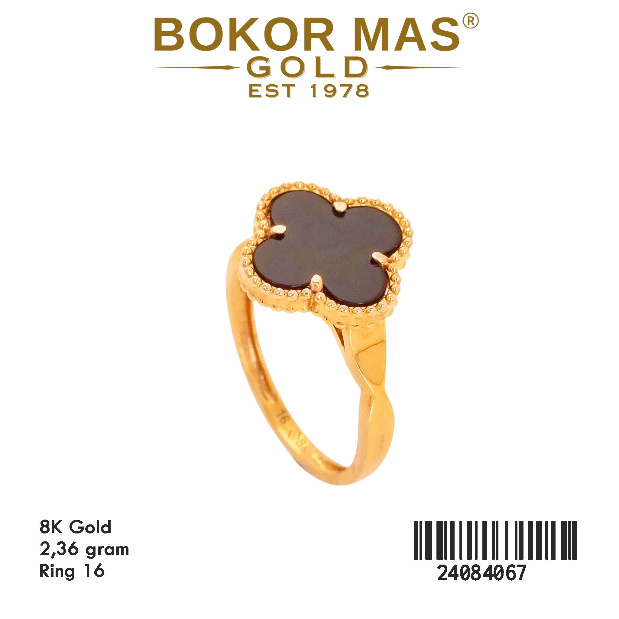 Cincin Variasi Clover Hitam - 24084067 - 8K