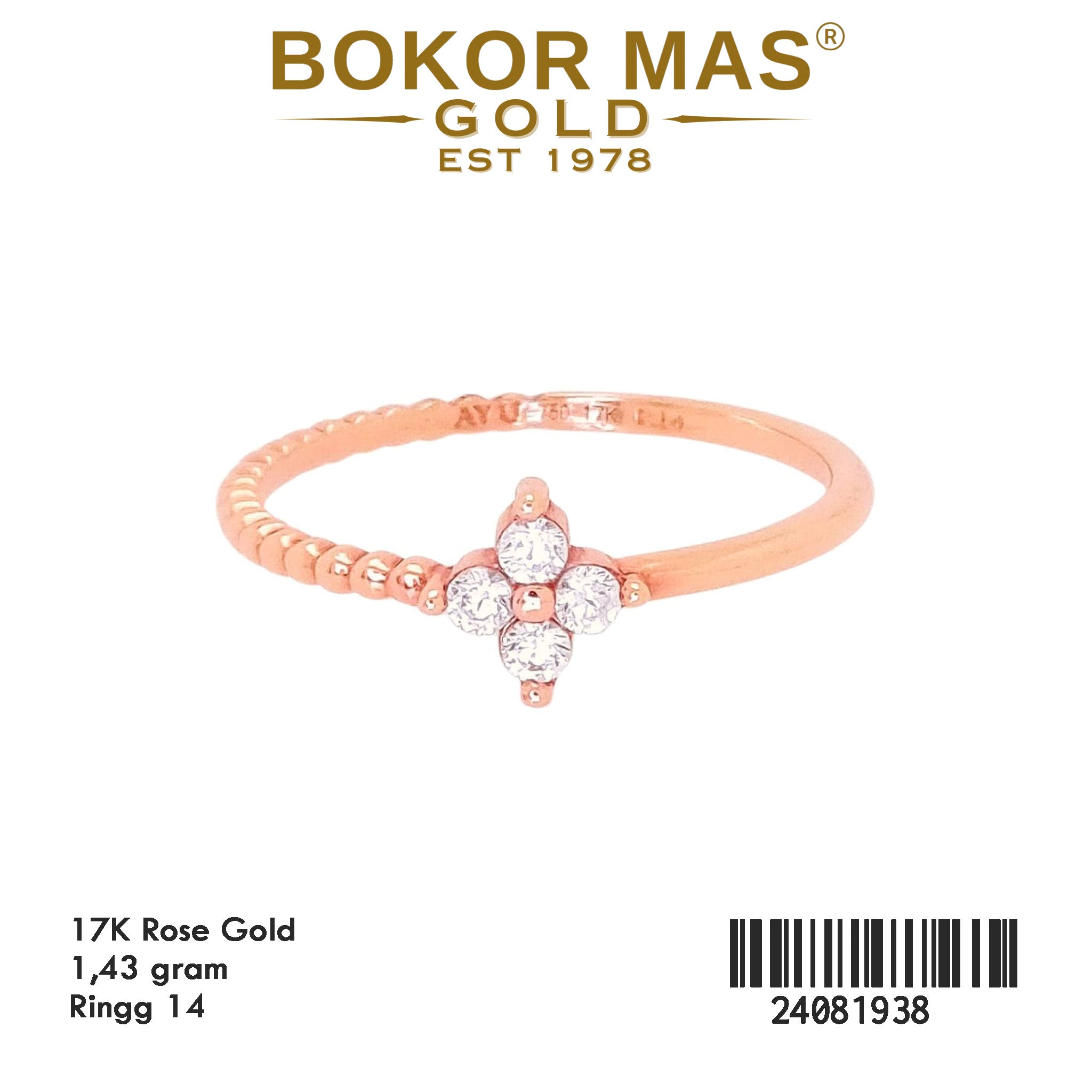 Cincin Emas  Variasi Permata Putih - 24081938 - 17K