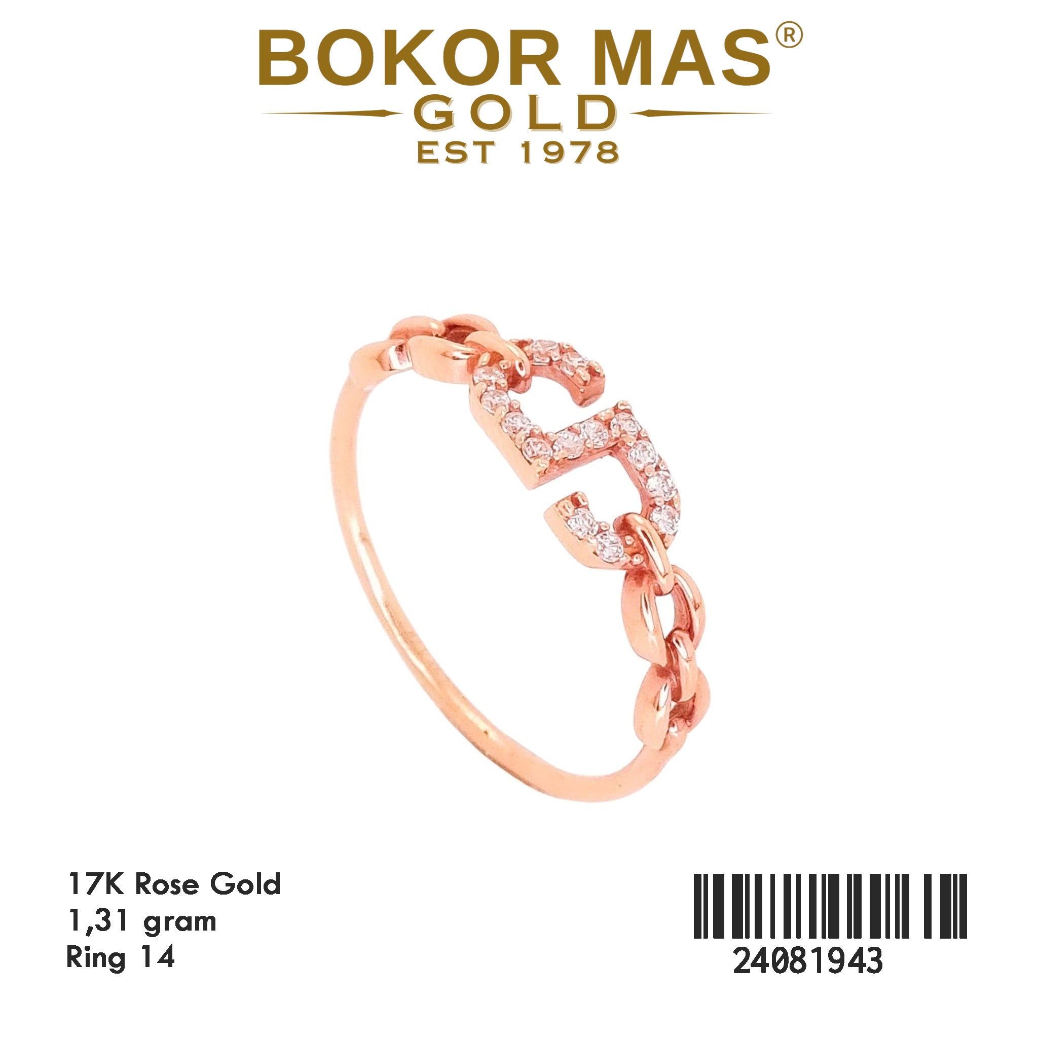 Cincin Emas  Variasi Permata Putih - 24081943 - 17K