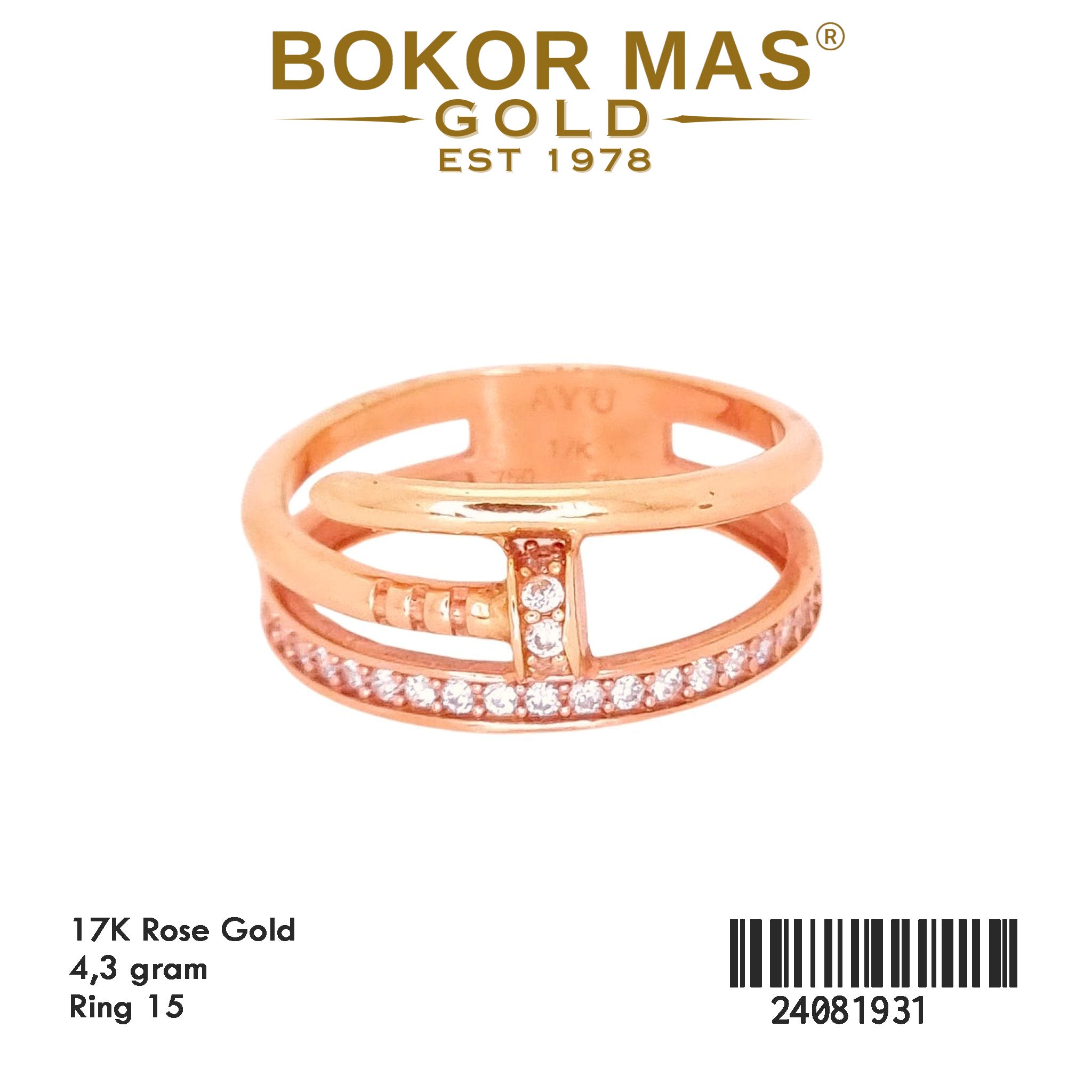 Cincin Emas  Variasi Permata Putih - 24081931 - 17K