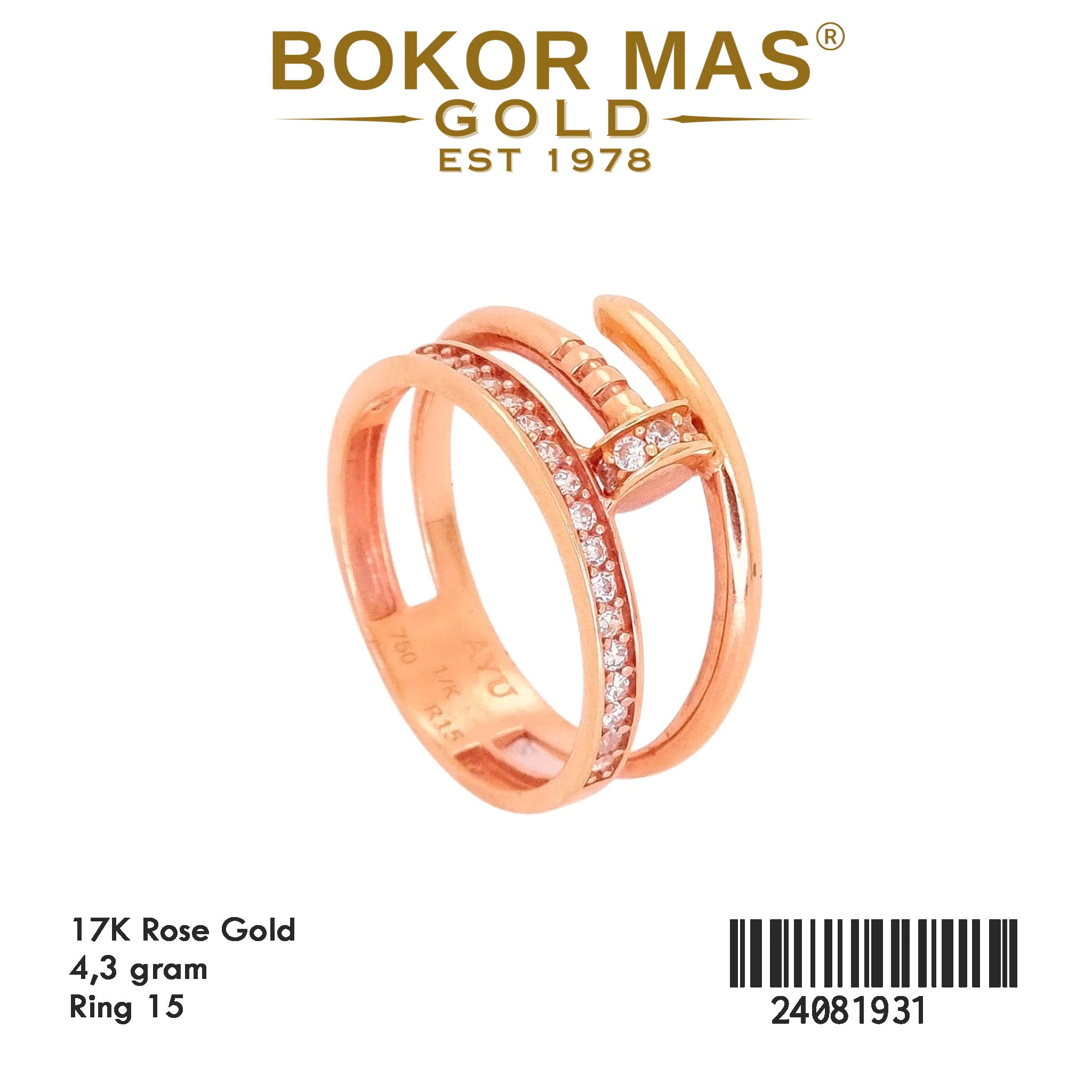 Cincin Emas  Variasi Permata Putih - 24081931 - 17K