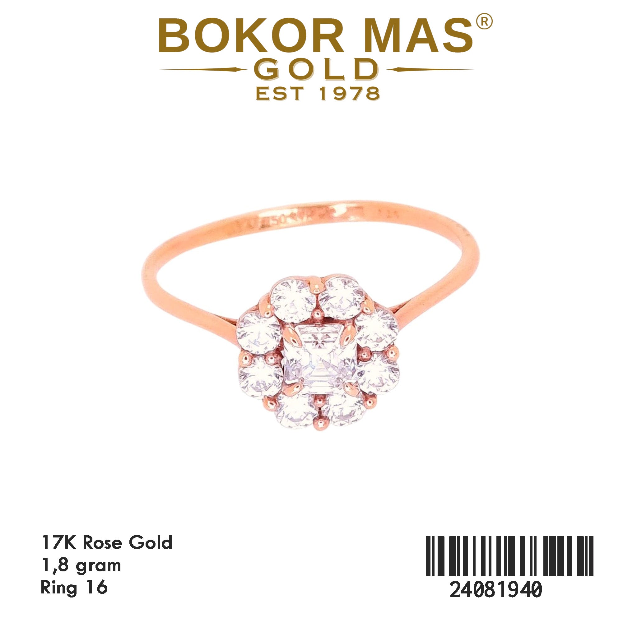 Cincin Emas  Variasi Permata Putih - 24081940 - 17K