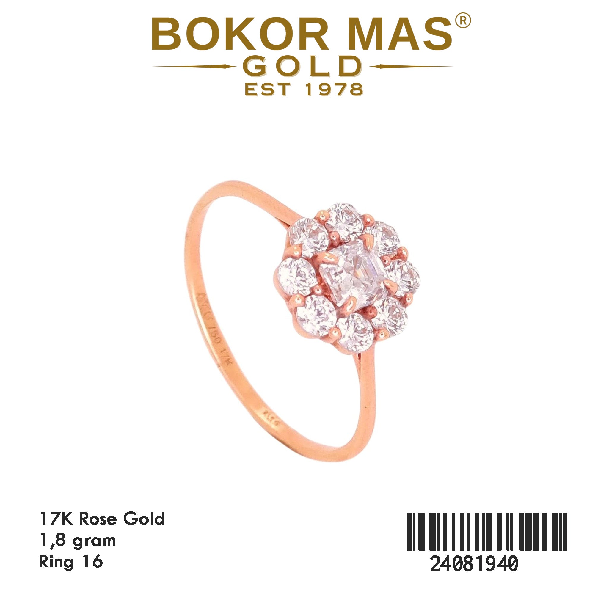 Cincin Emas  Variasi Permata Putih - 24081940 - 17K