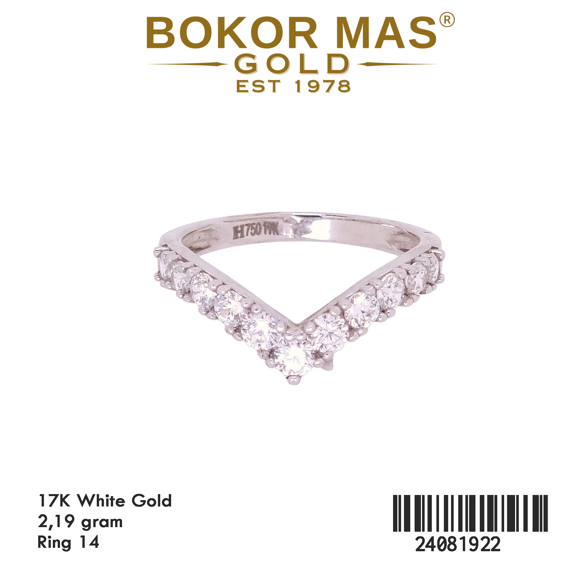 Cincin  Emas Variasi Permata Putih - 24081922 - 17K