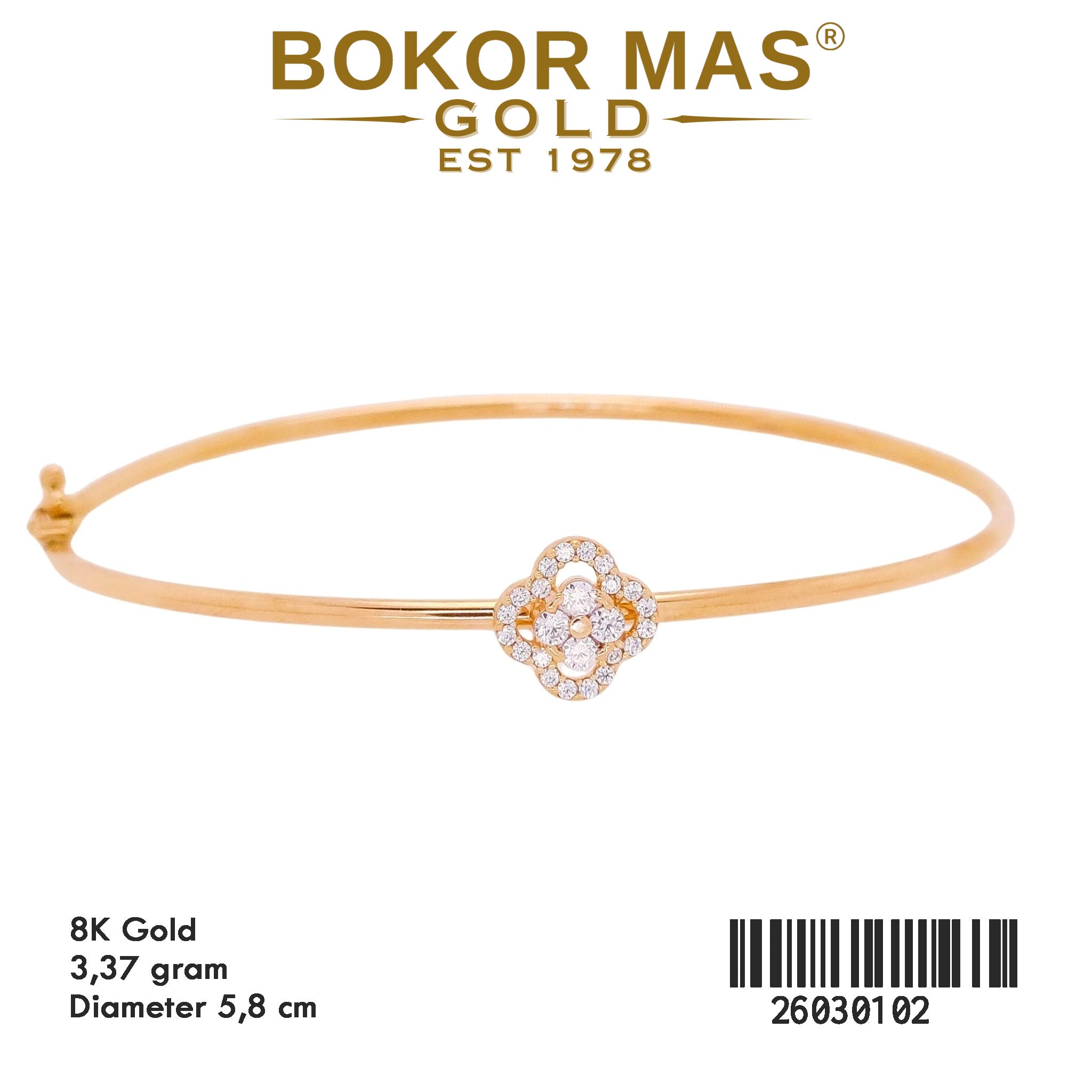 Gelang Kaku Model Bunga Permata - 26030102 - 8K