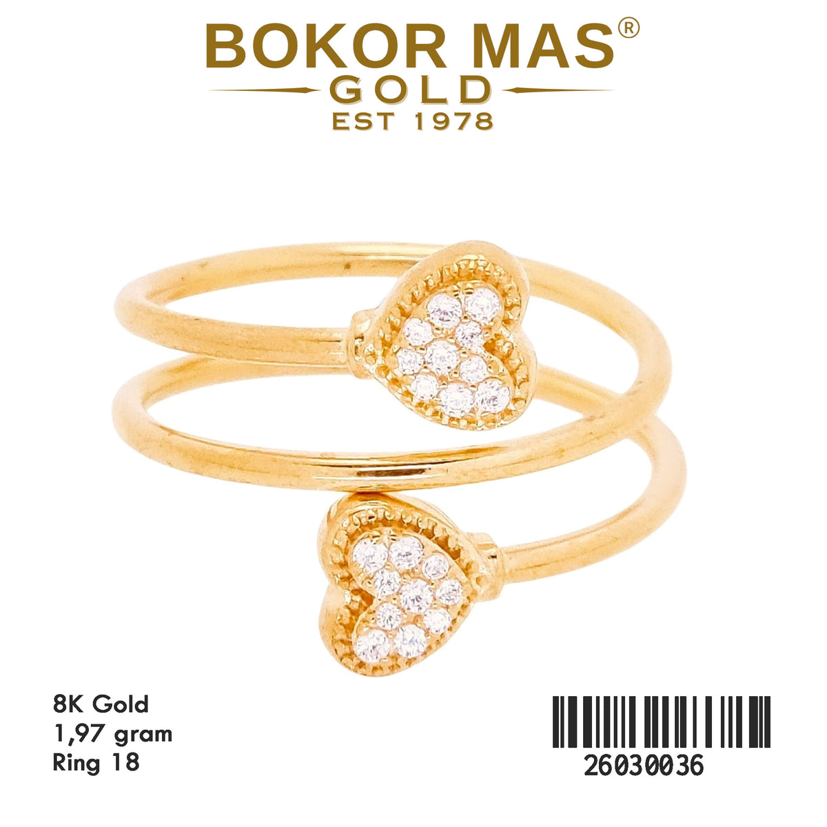 Cincin Variasi Spiral Hati Permata - 26030036 - 8K