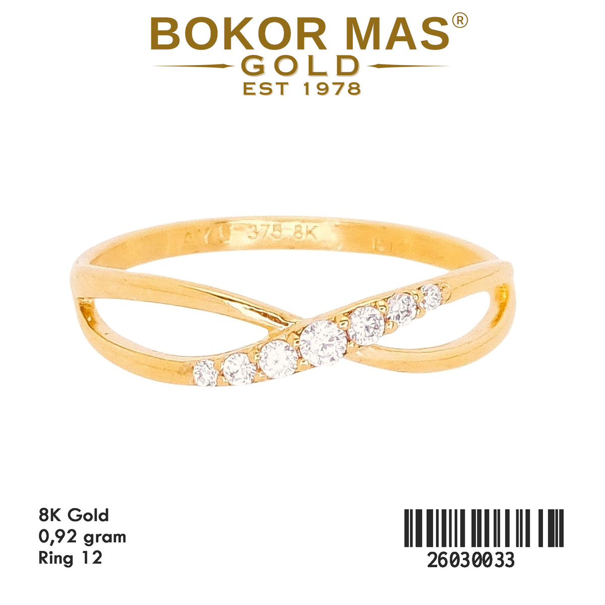 Cincin Variasi Silang Permata - 26030033 - 8K
