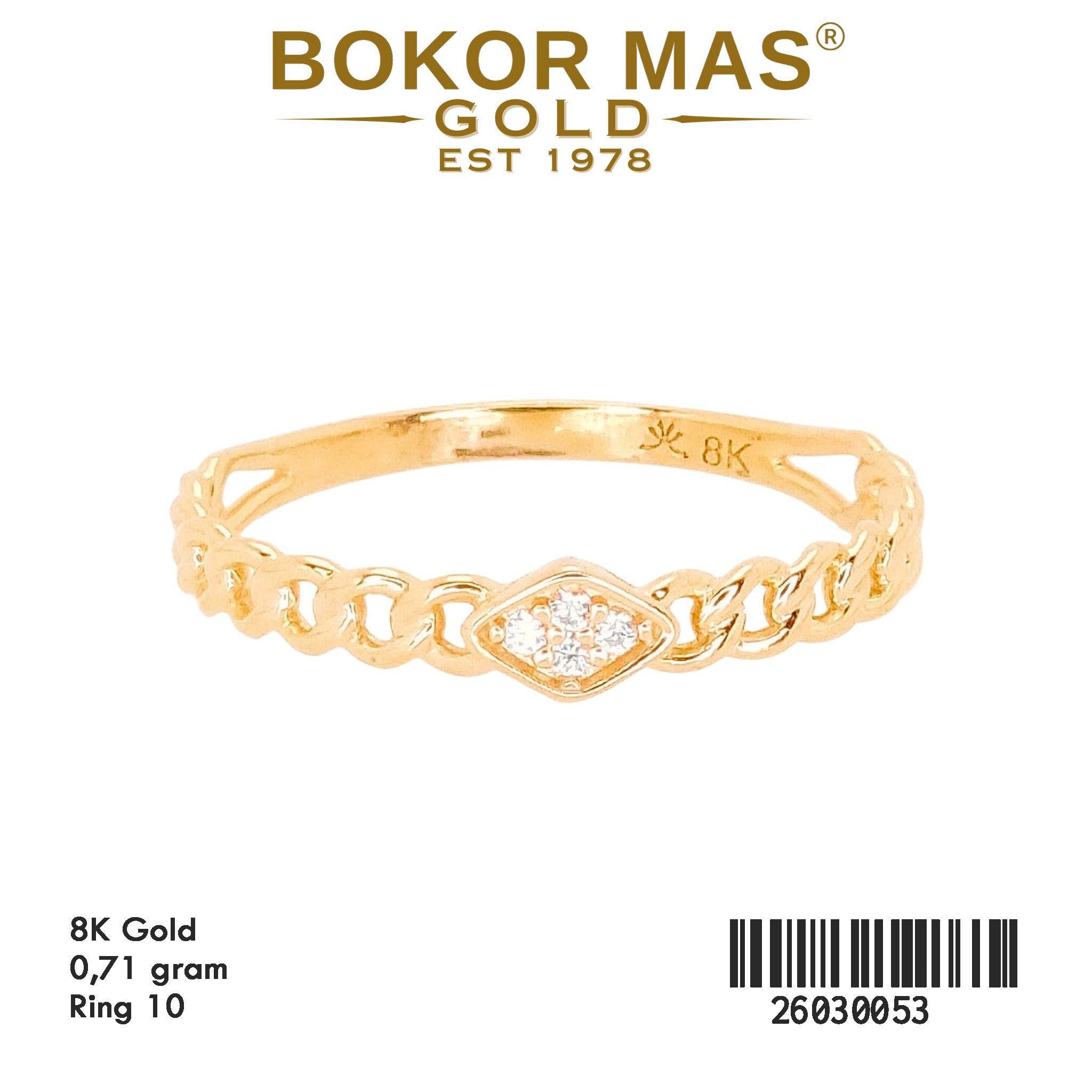 Cincin Variasi Rantai Permata - 26030053 - 8K