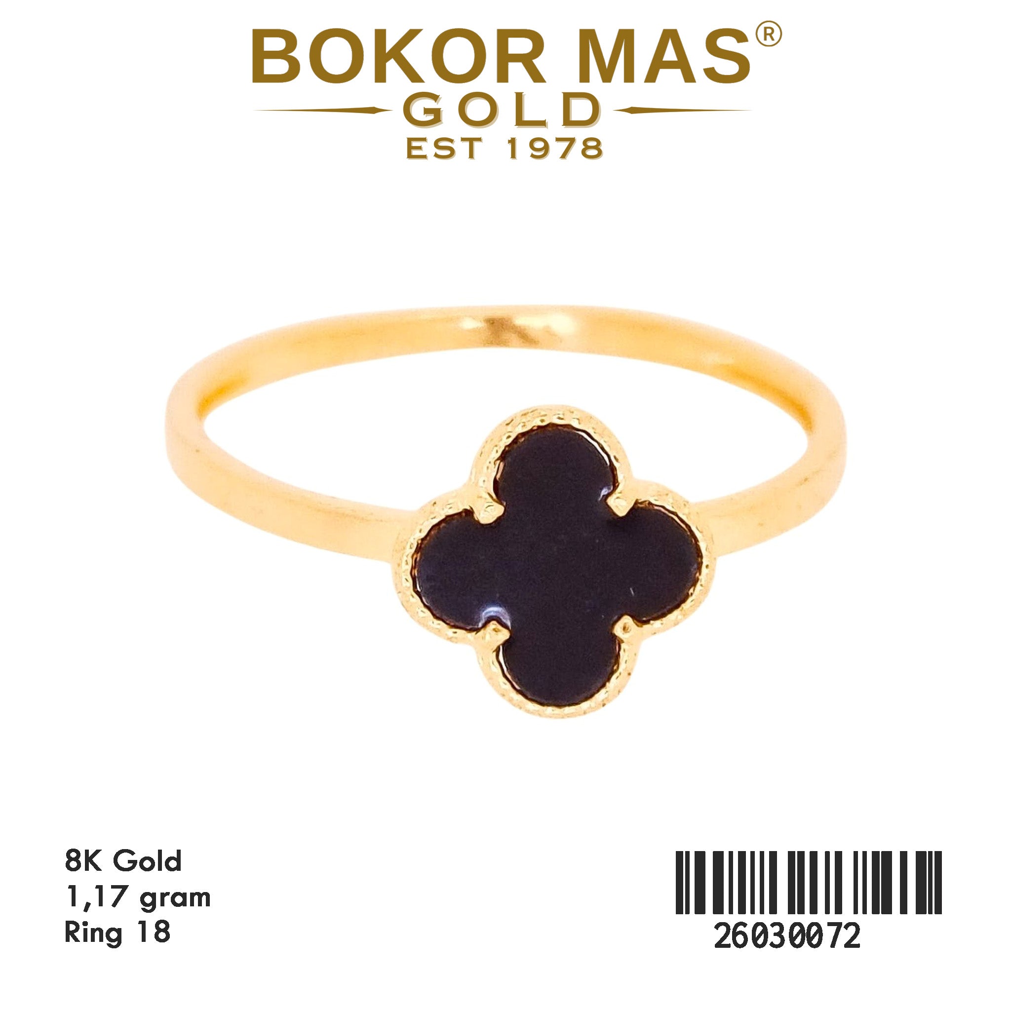 Cincin Variasi Bunga Hitam - 26030072 - 8K