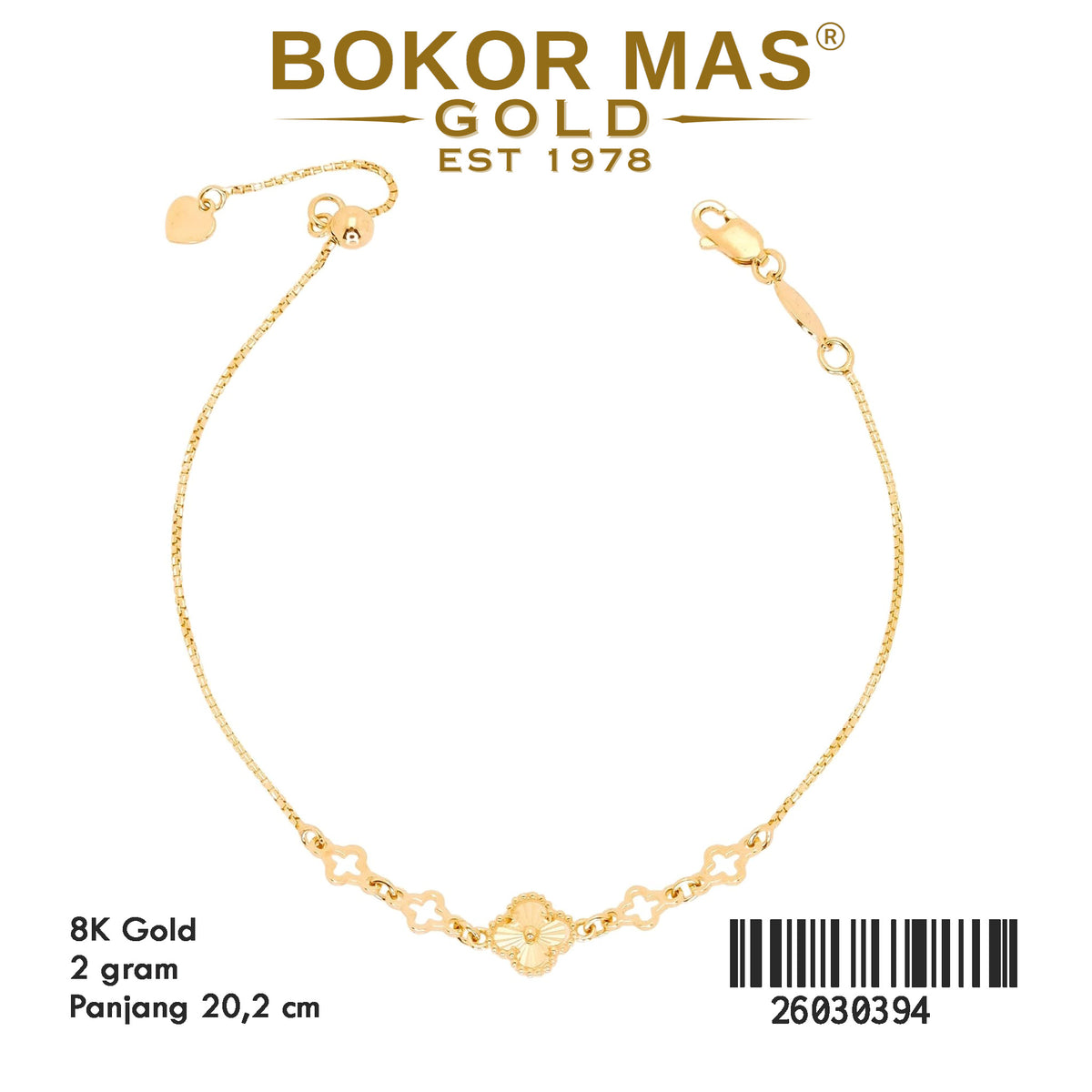 Gelang Rantai Serut Variasi Bunga Alhambra - 26030394 - 8K