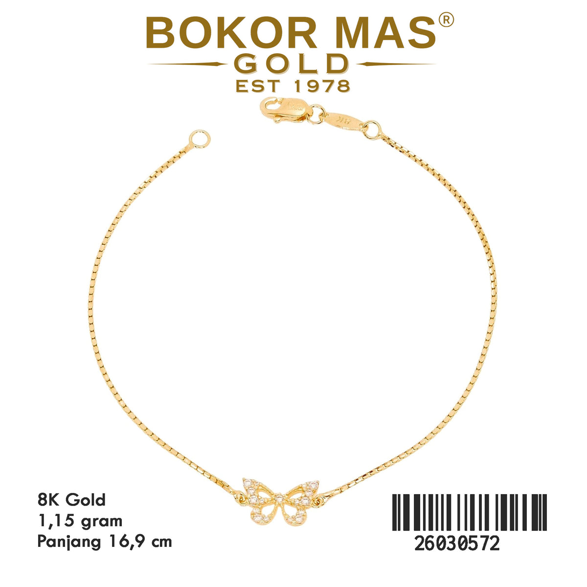 Gelang Rantai Itali Variasi Kupu - 26030572 - 8K