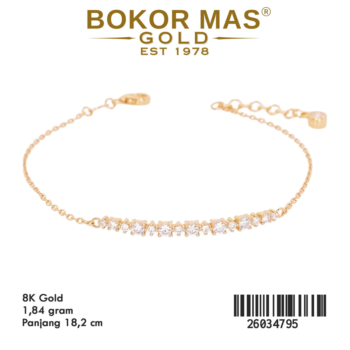 Gelang Rantai Variasi Permata - 26034795 - 8K
