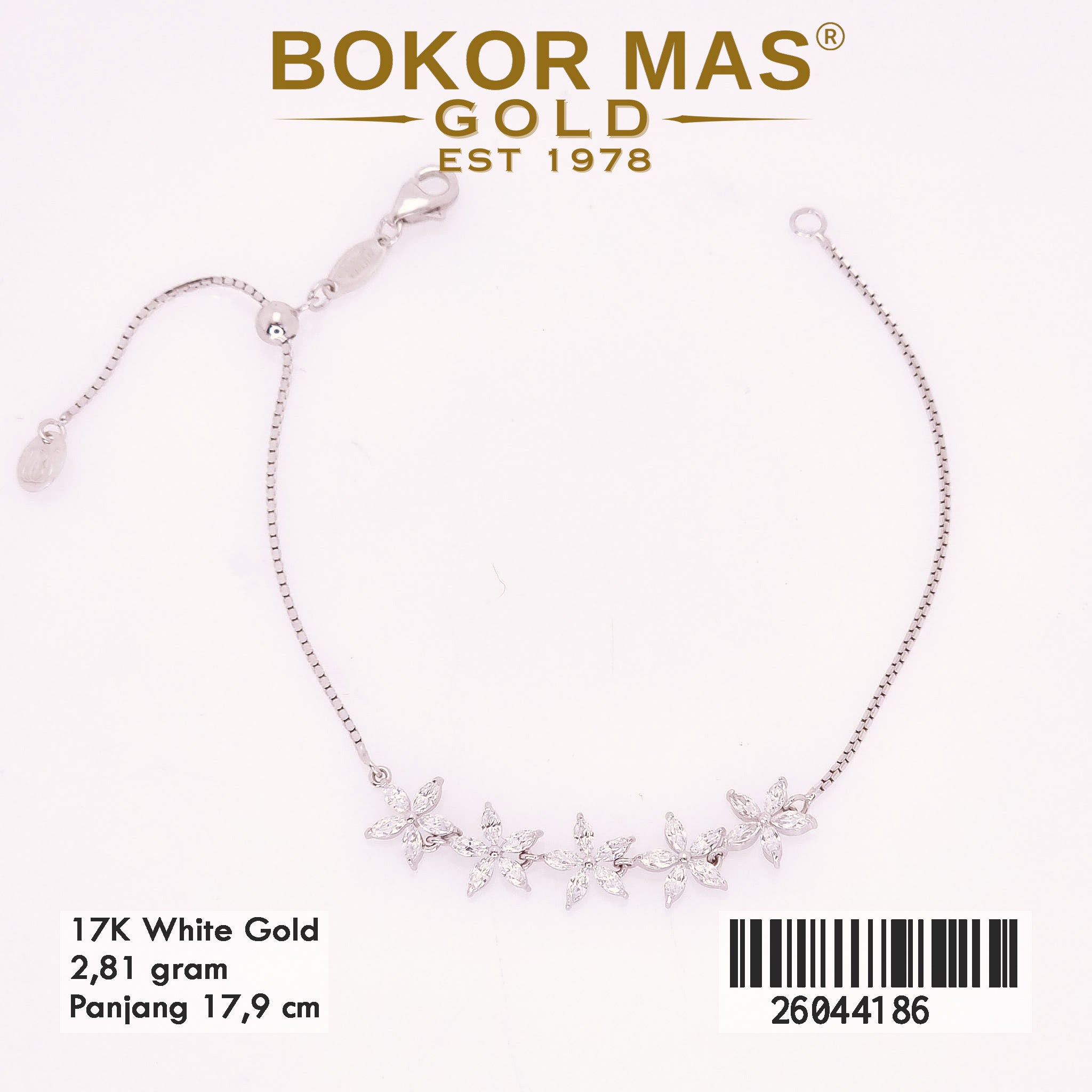 Gelang Rantai Serut Permata Whitegold - 26044186 - 17K