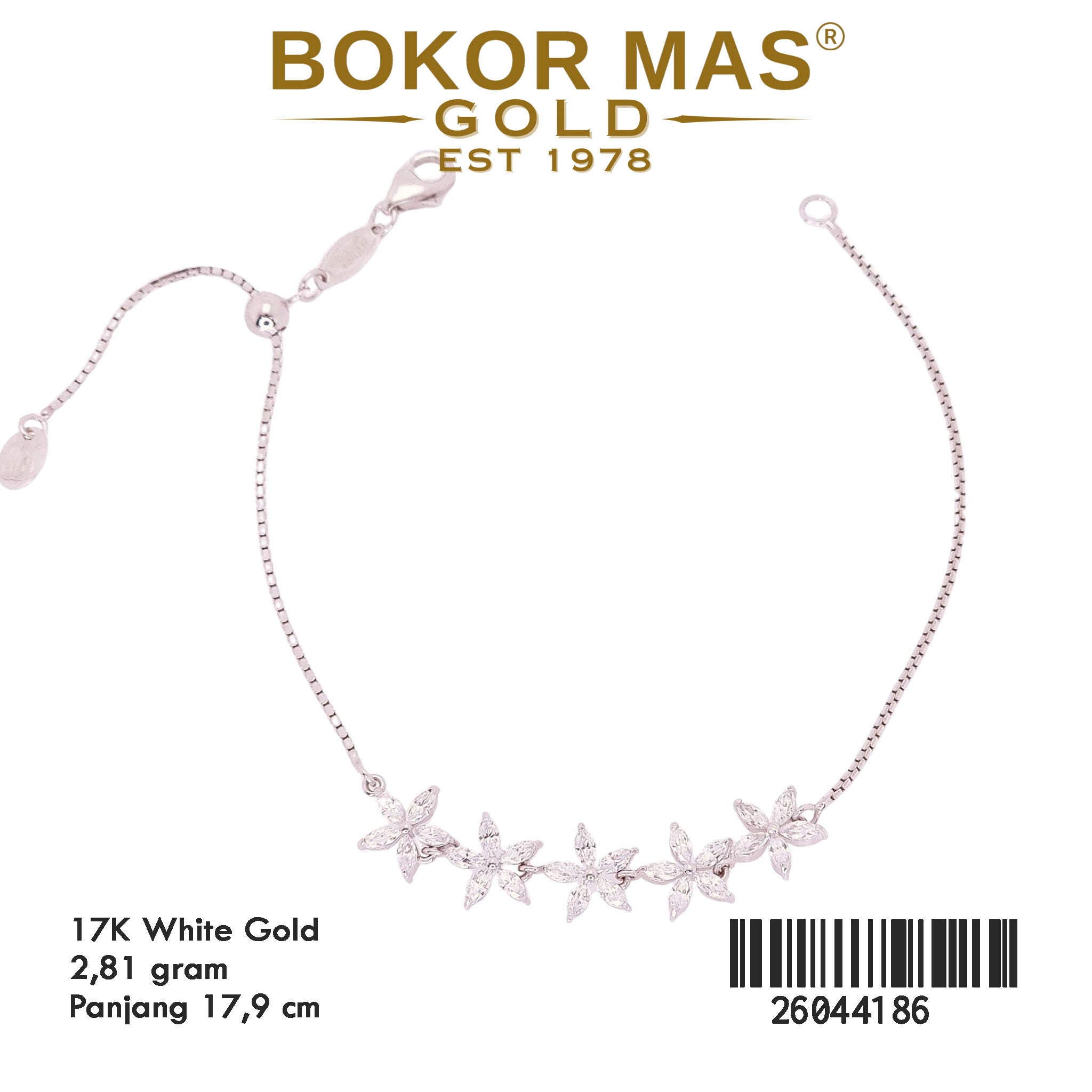Gelang Rantai Serut Permata Whitegold - 26044186 - 17K