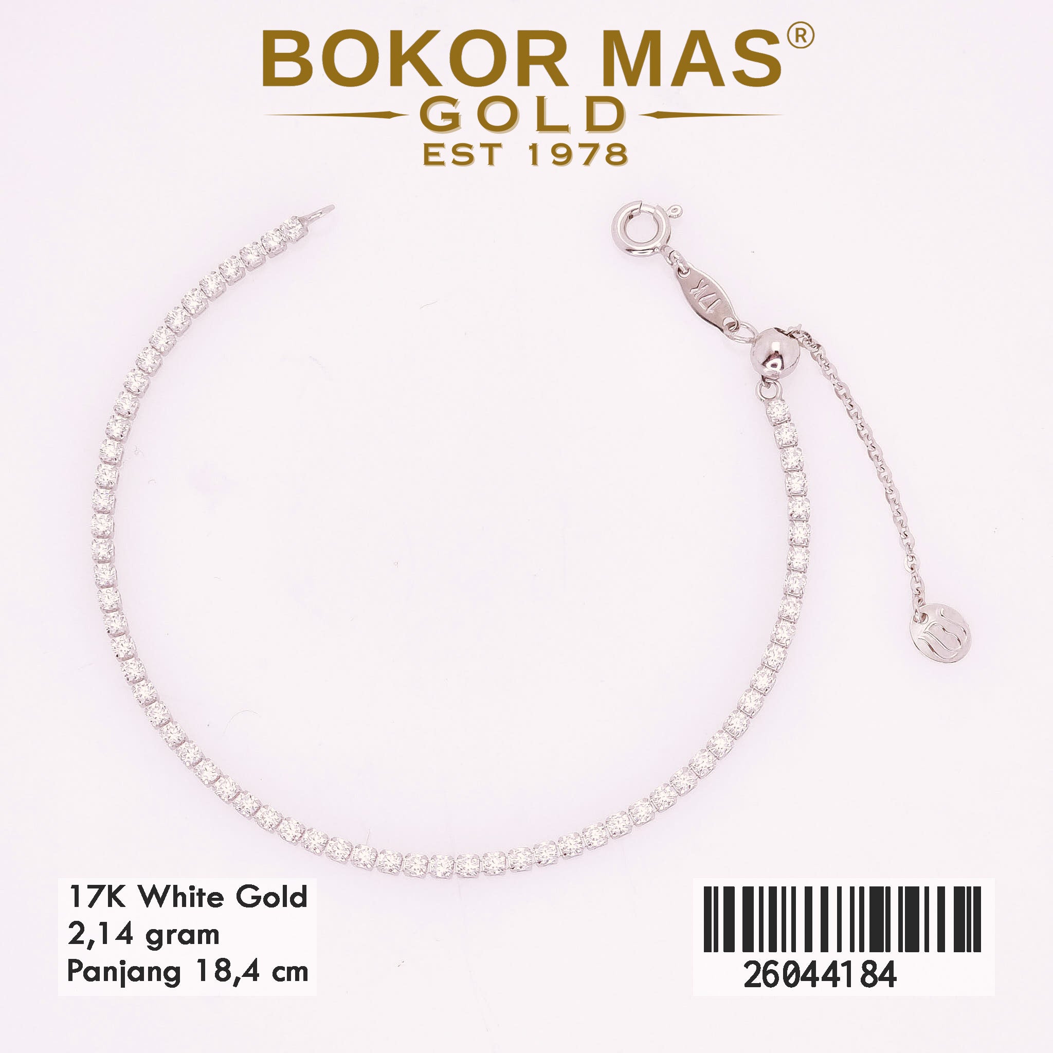 Gelang Rantai Serut Permata Whitegold - 26044184 - 17K