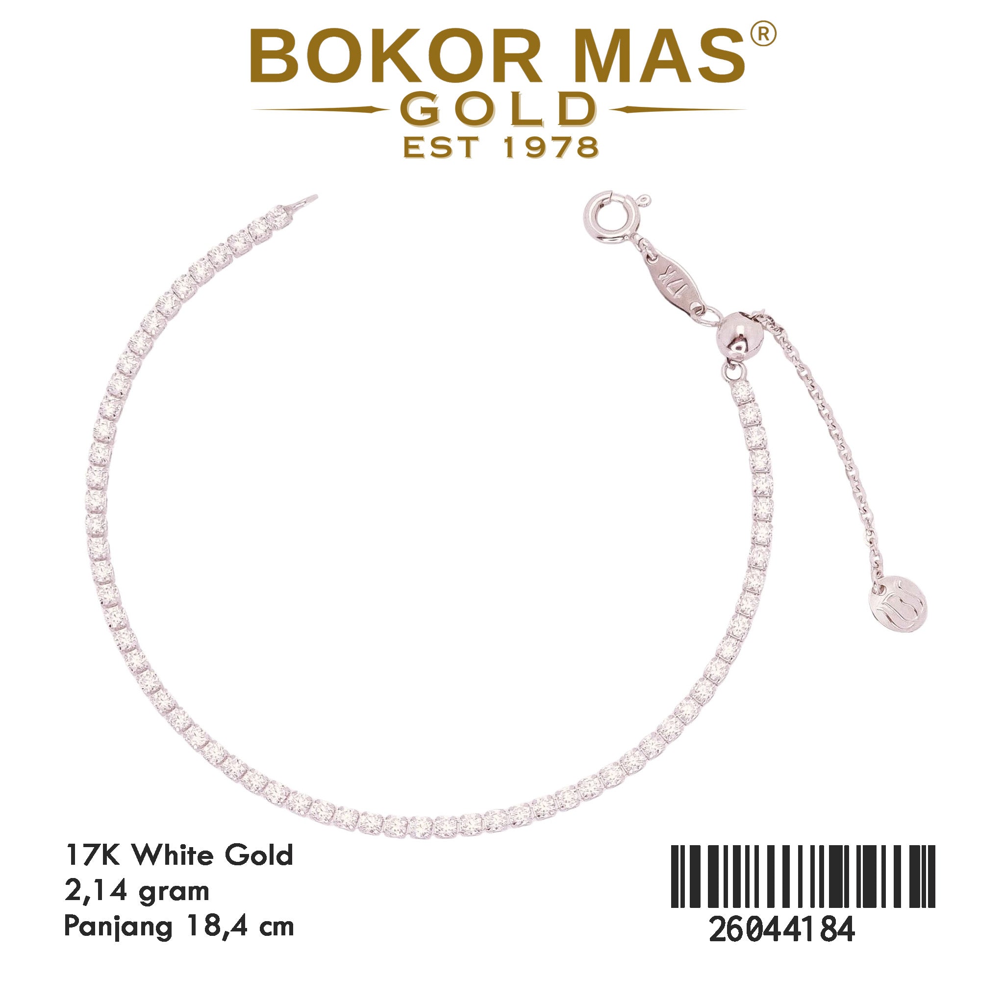 Gelang Rantai Serut Permata Whitegold - 26044184 - 17K