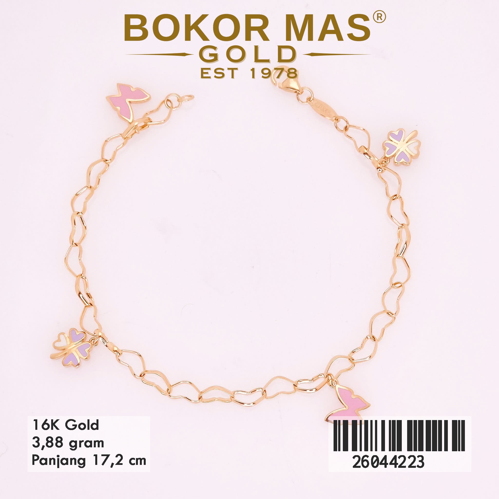 Gelang Rantai Variasi Mainana Kupu Pink - 26044223 - 16K