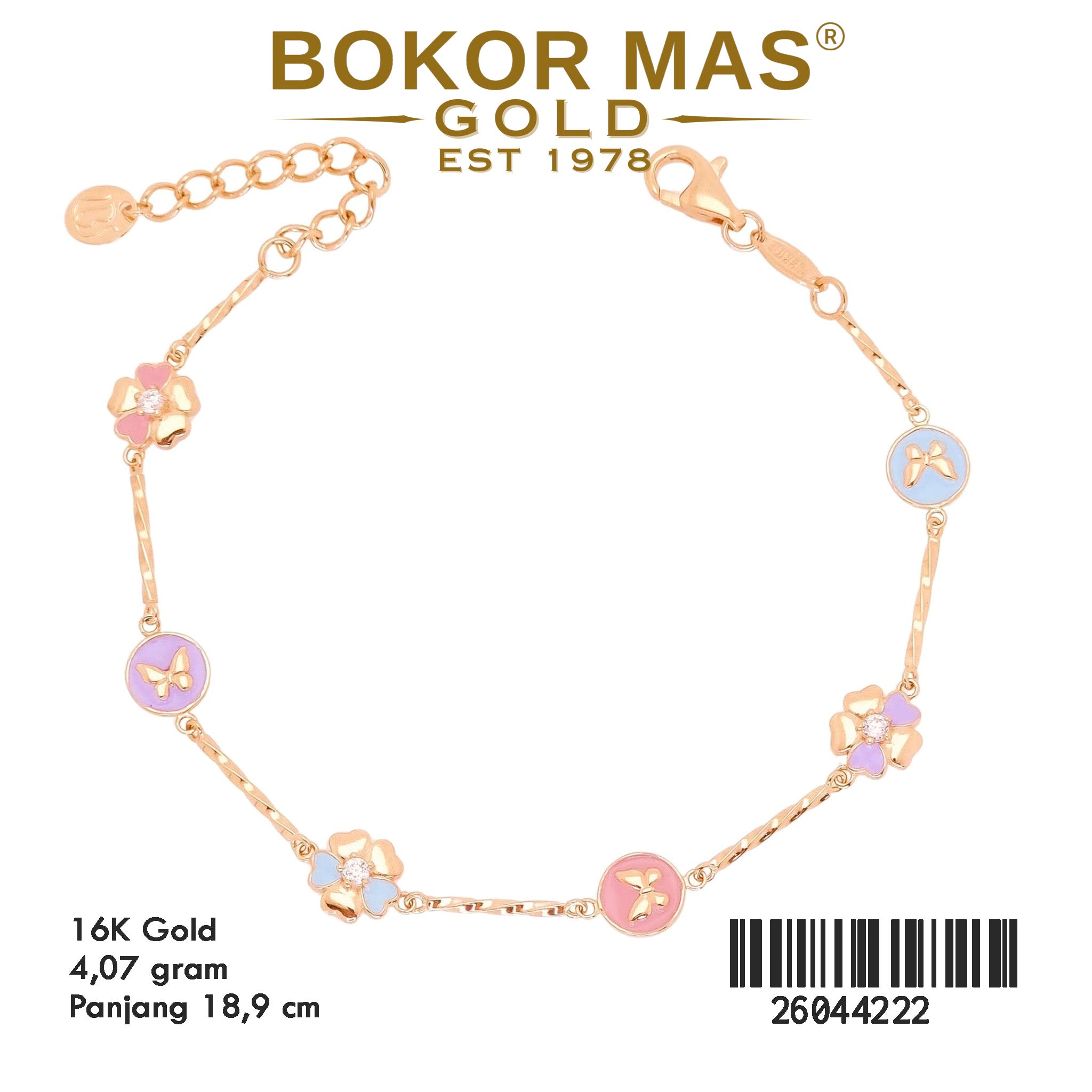 Gelang Rantai Variasi Kupu Warna - 26044222 - 16K