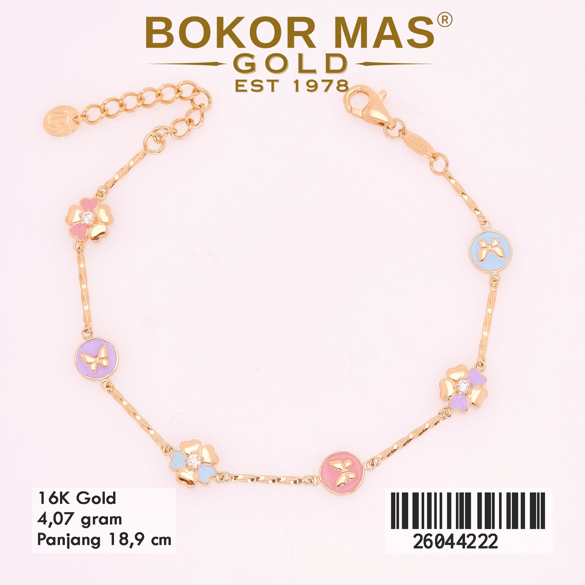 Gelang Rantai Variasi Kupu Warna - 26044222 - 16K