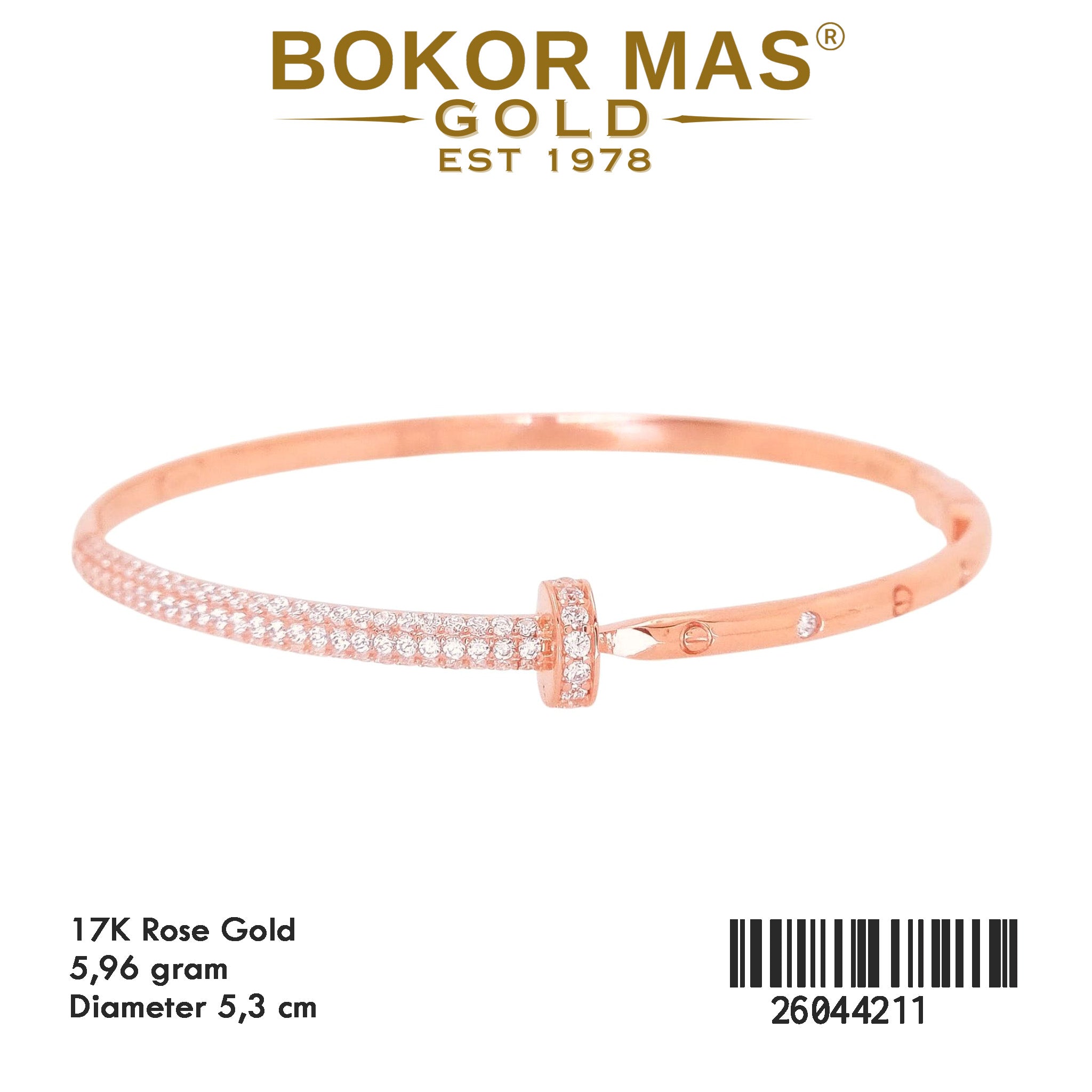 Gelang Kaku Variasi Permata Rosegold -  26044211 - 17K