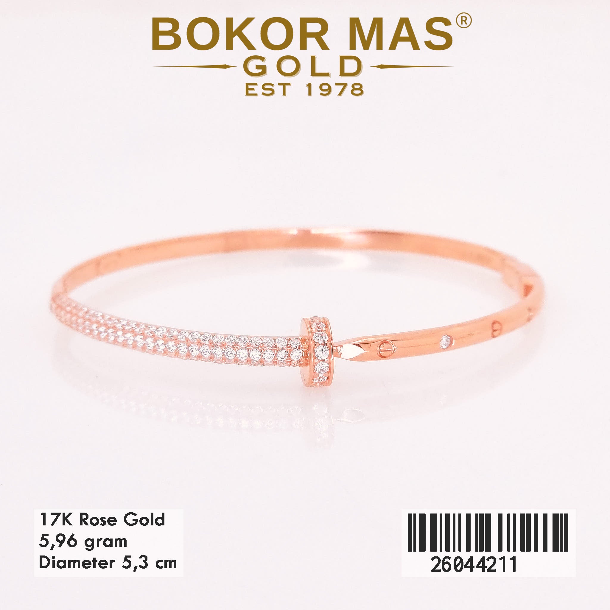 Gelang Kaku Variasi Permata Rosegold -  26044211 - 17K
