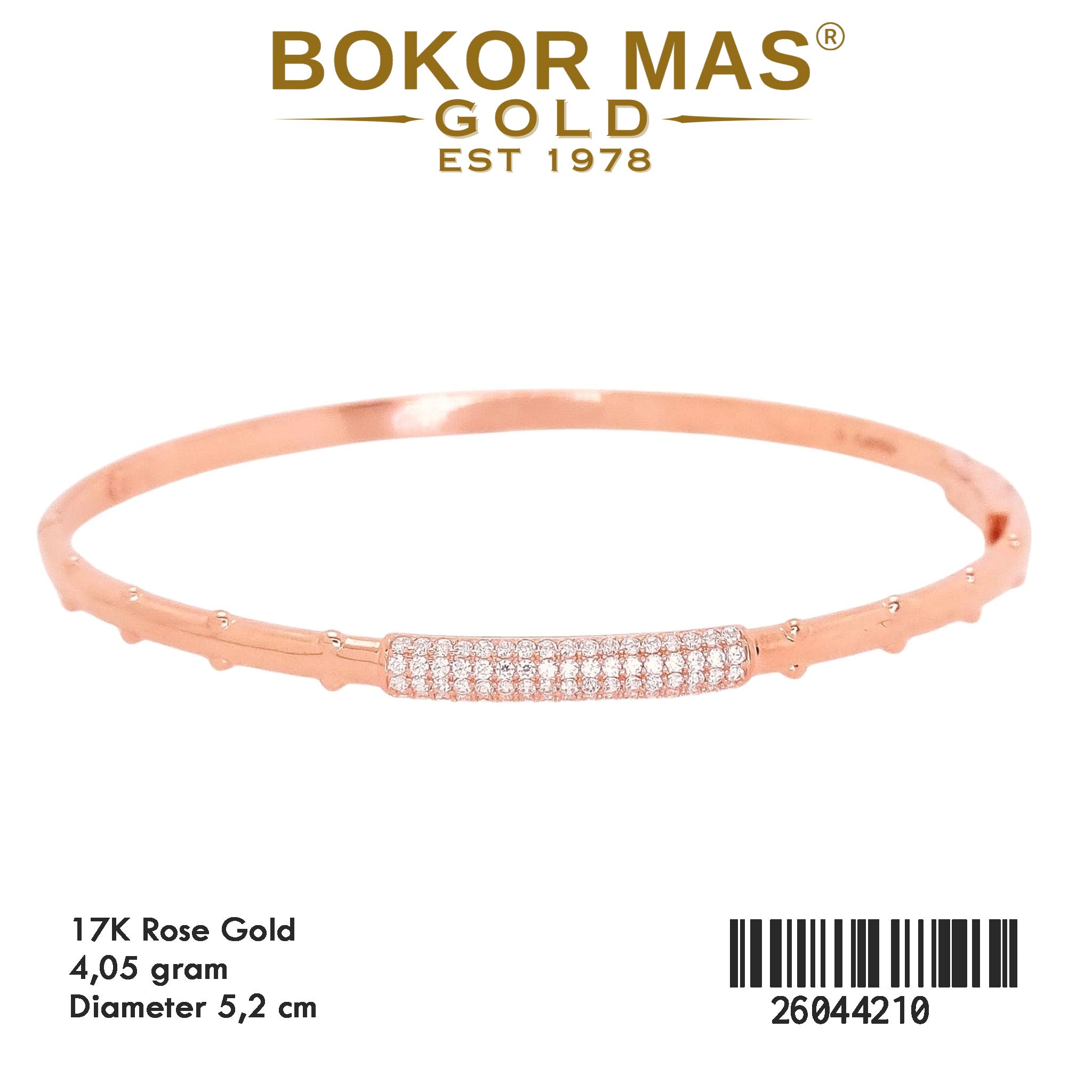 Gelang Kaku Variasi Permata Rosegold - 26044210 - 17K