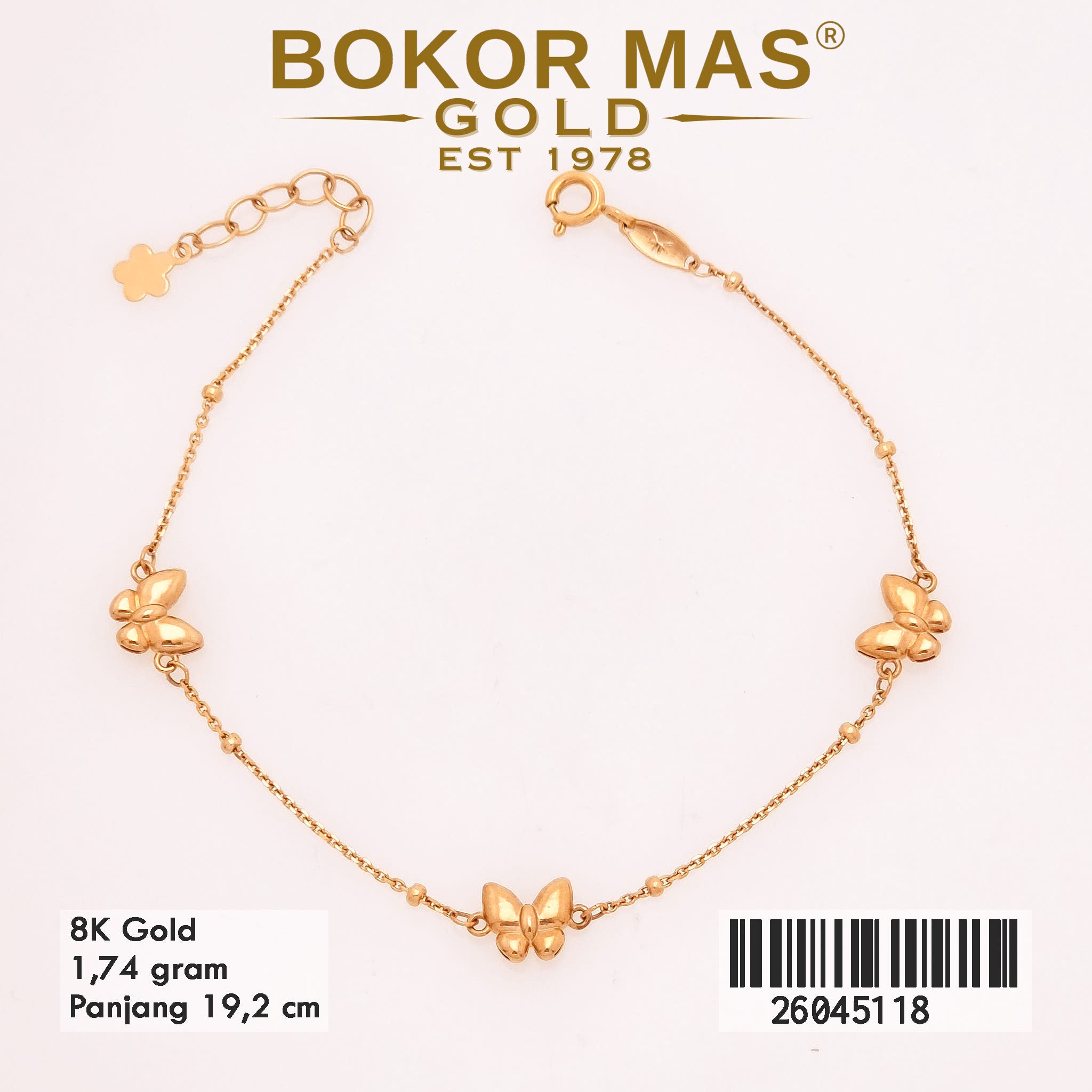 Gelang Rantai Jedar Model Kupu-kupu - 26045118 - 8K