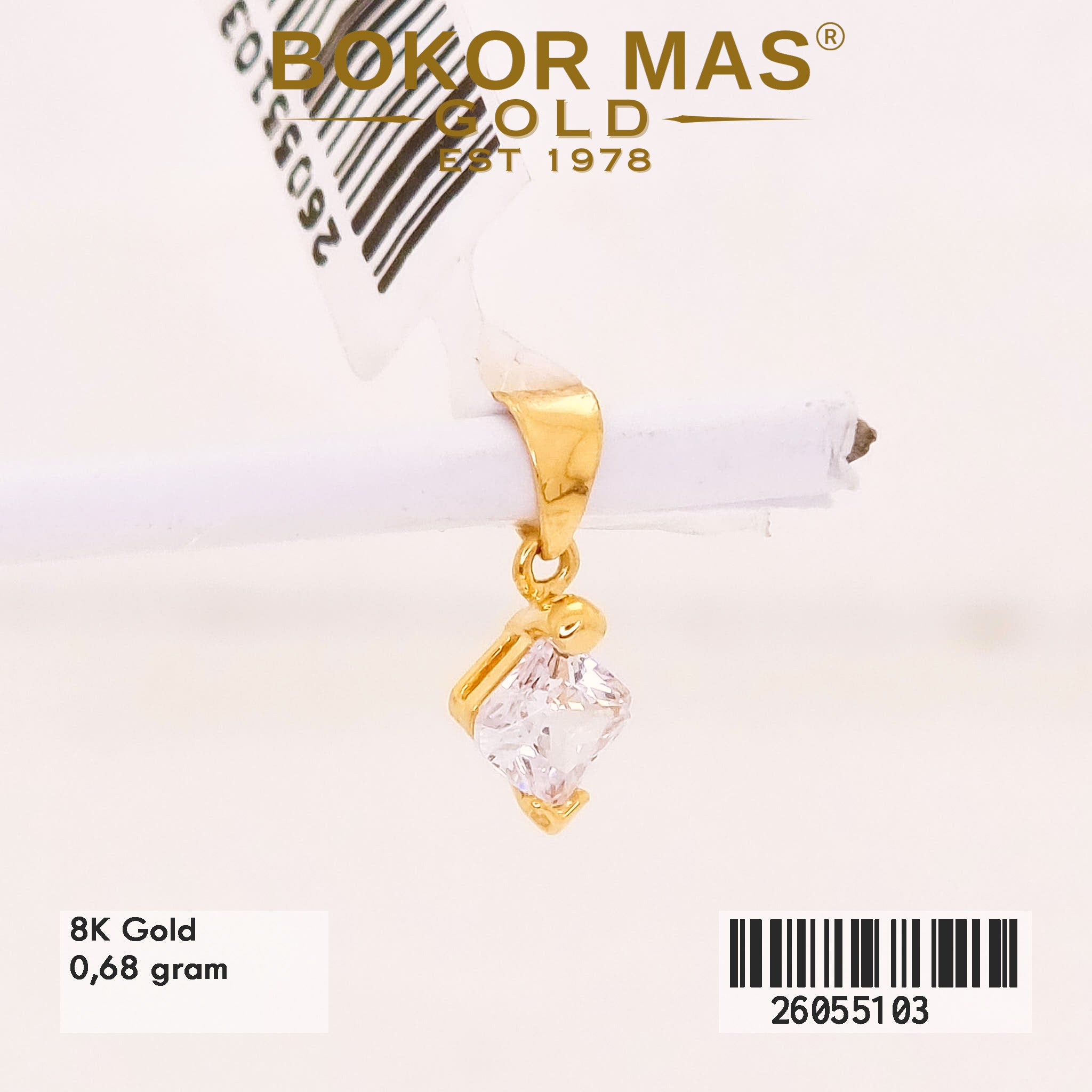 Liontin Permata Solitaire Kotak - 26055103 - 8K