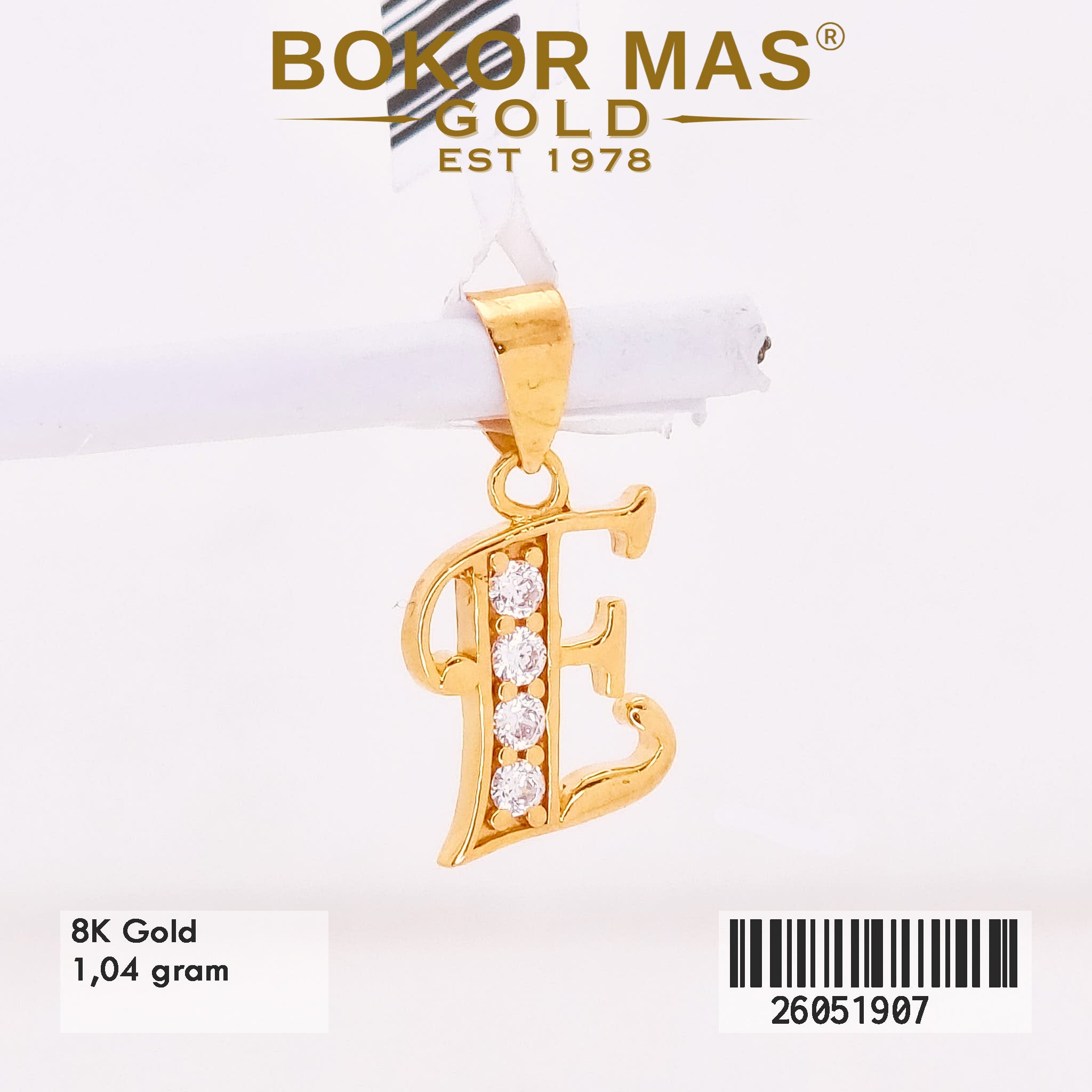 Liontin Huruf E Permata - 26051907 - 8K