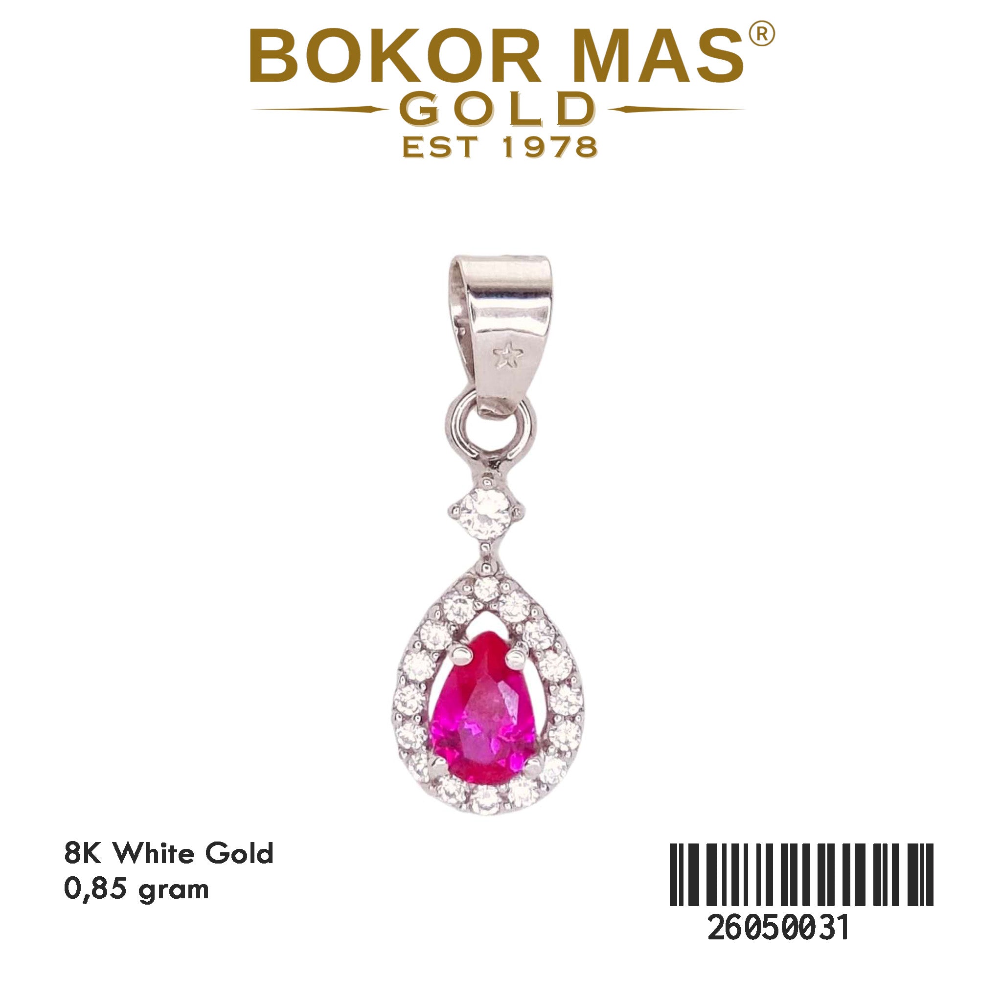 Liontin Permata Merah White Gold - 26050031 - 8K