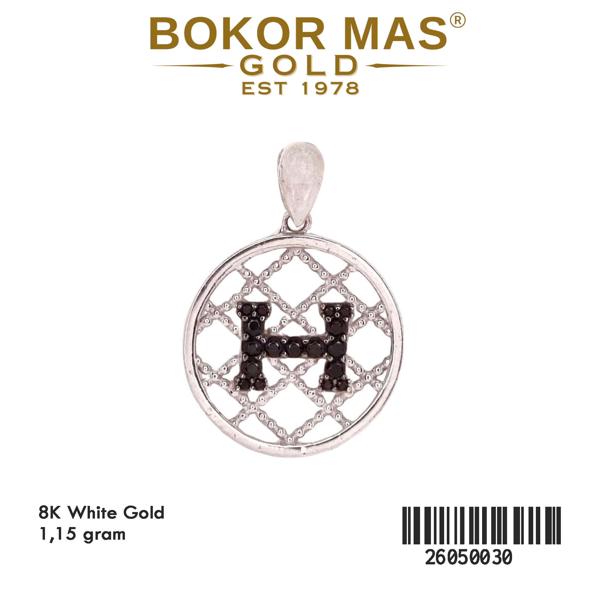 Liontin Permata Hitam White Gold -  26050030 - 8K