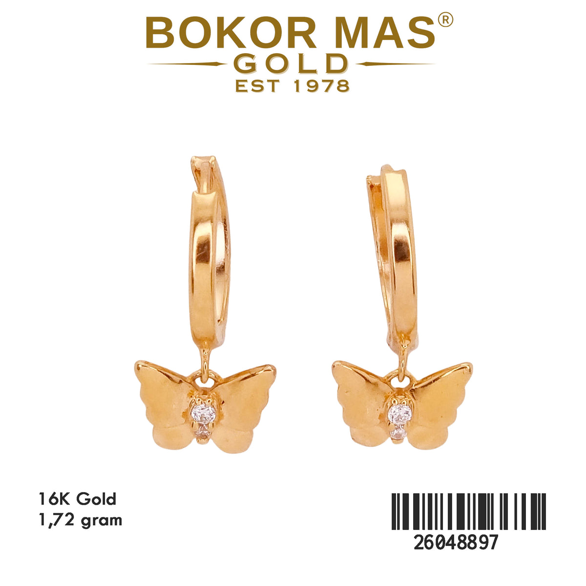 Anting Klip Model Kupu Permata - 26048897 - 16K
