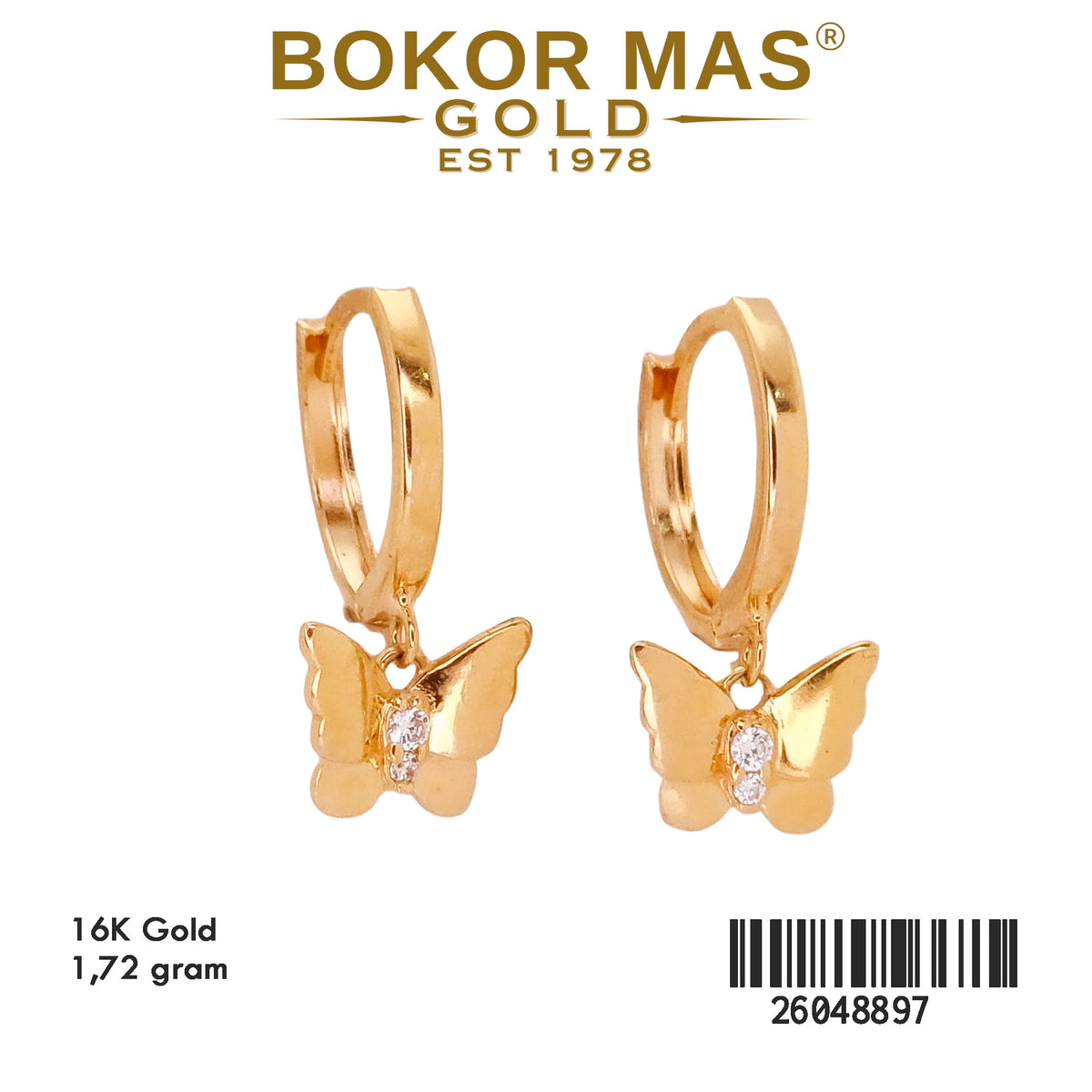 Anting Klip Model Kupu Permata - 26048897 - 16K
