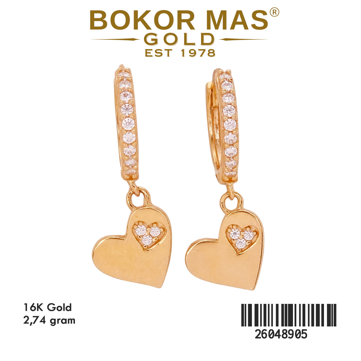 Anting Klip Model Hati Permata - 26048905 - 16K
