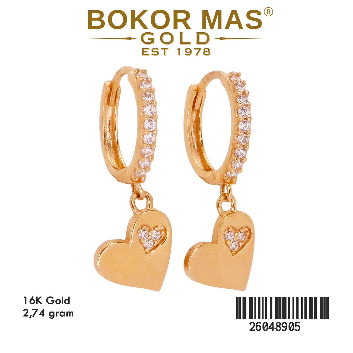 Anting Klip Model Hati Permata - 26048905 - 16K
