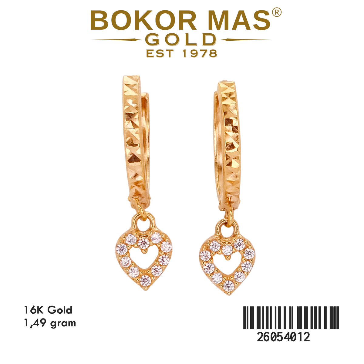 Anting Klip Hati Permata - 26054012 - 16K
