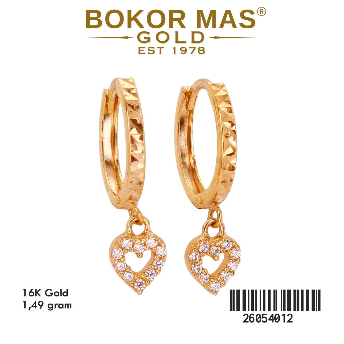 Anting Klip Hati Permata - 26054012 - 16K