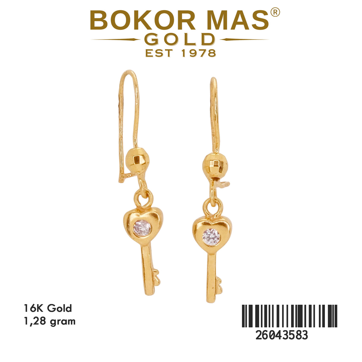 Anting Model Gerak Kunci Permata - 26043583 - 16K
