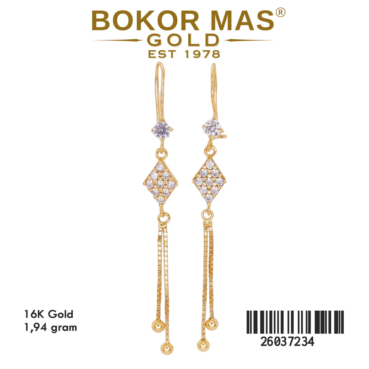Anting Model Gerak Permata - 26037234 - 16K