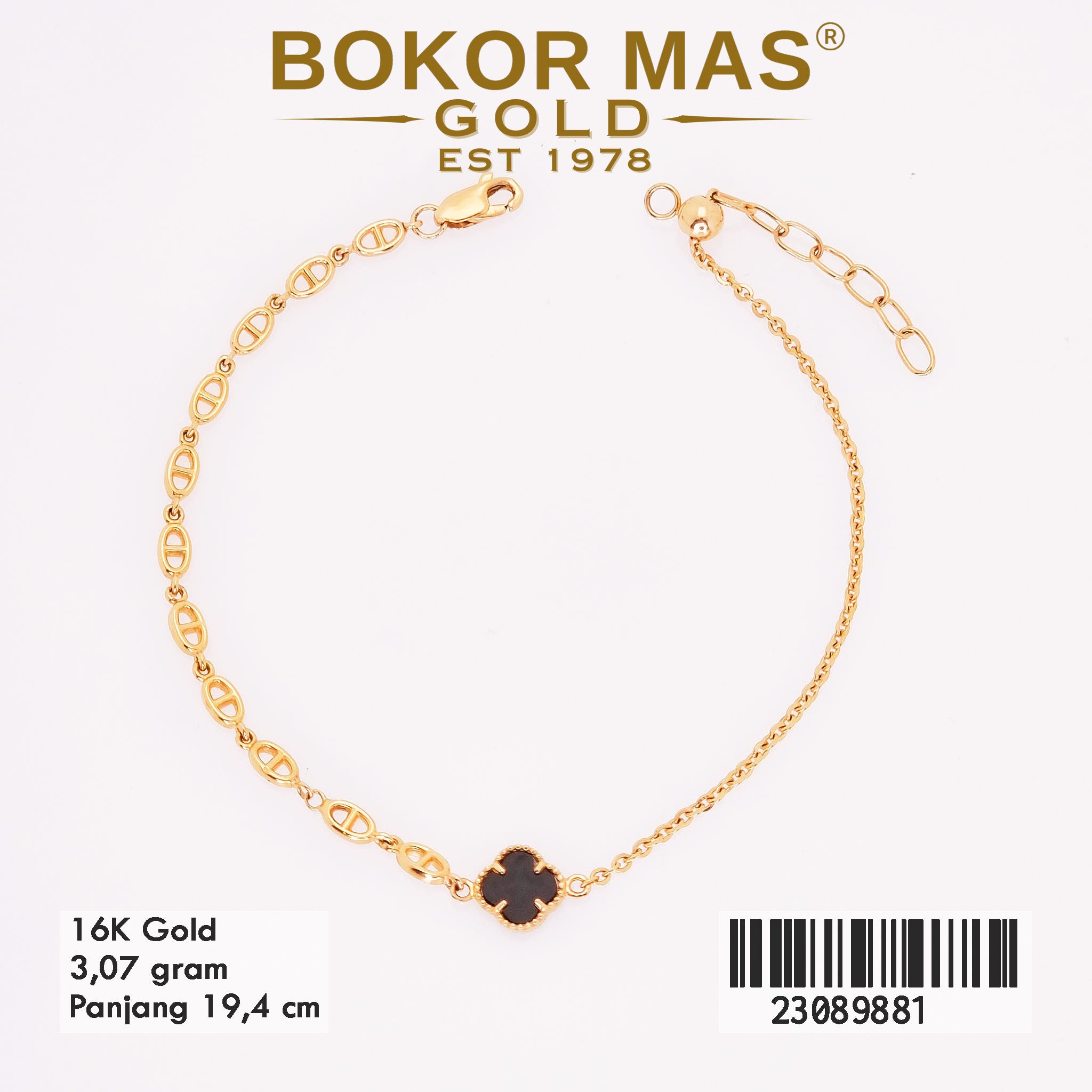 Gelang Rantai Variasi Bunga Hitam - 23089881 - 16K