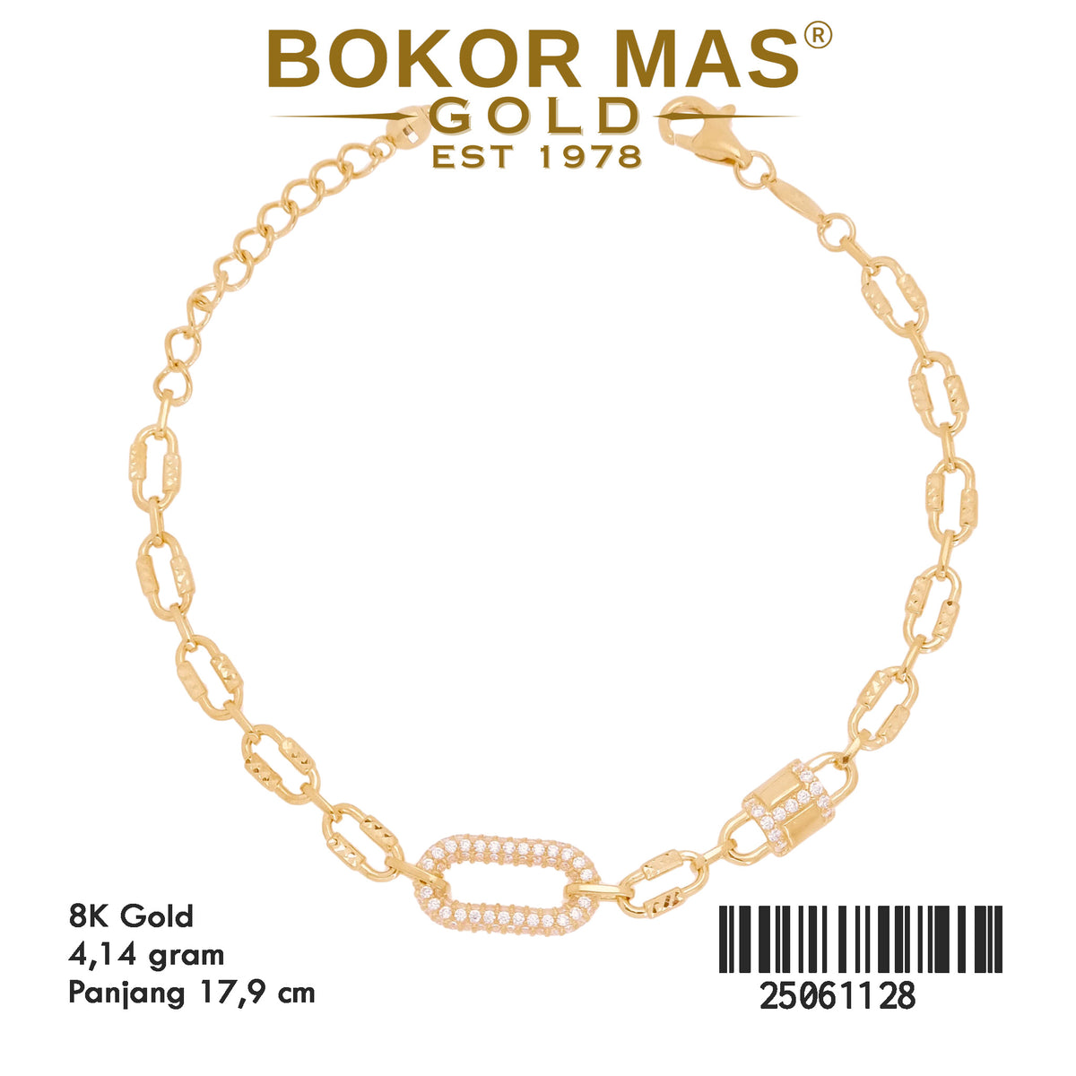 Gelang Rantai Variasi Permata - 25061128 - 8K