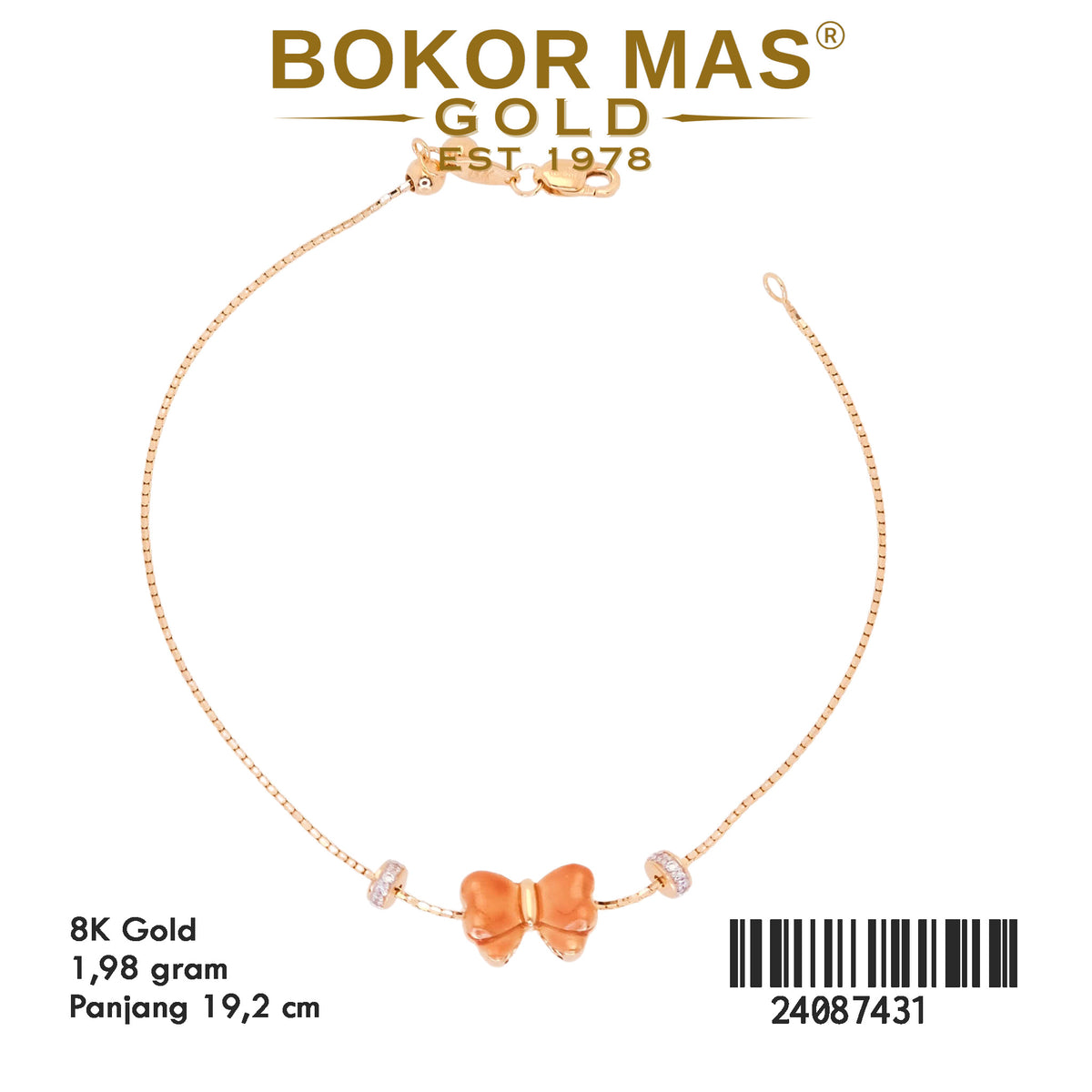 Gelang Emas Rantai Itali Variasi Pita - 24087431 - 8K