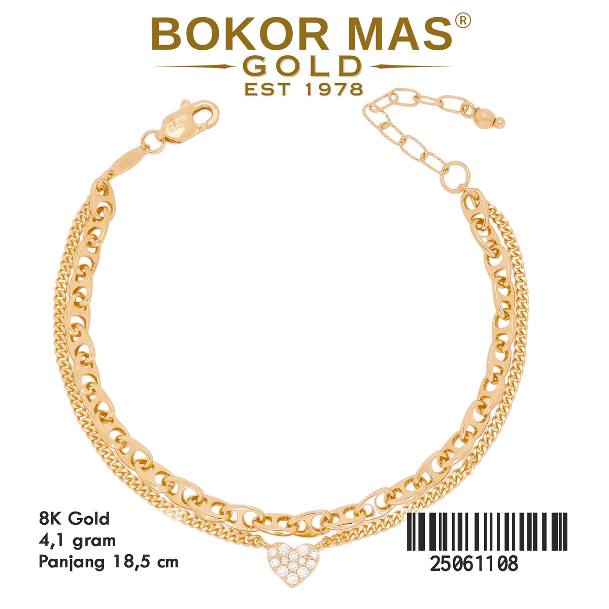 Gelang Rantai Variasi Dua Layer - 25061108 - 8K