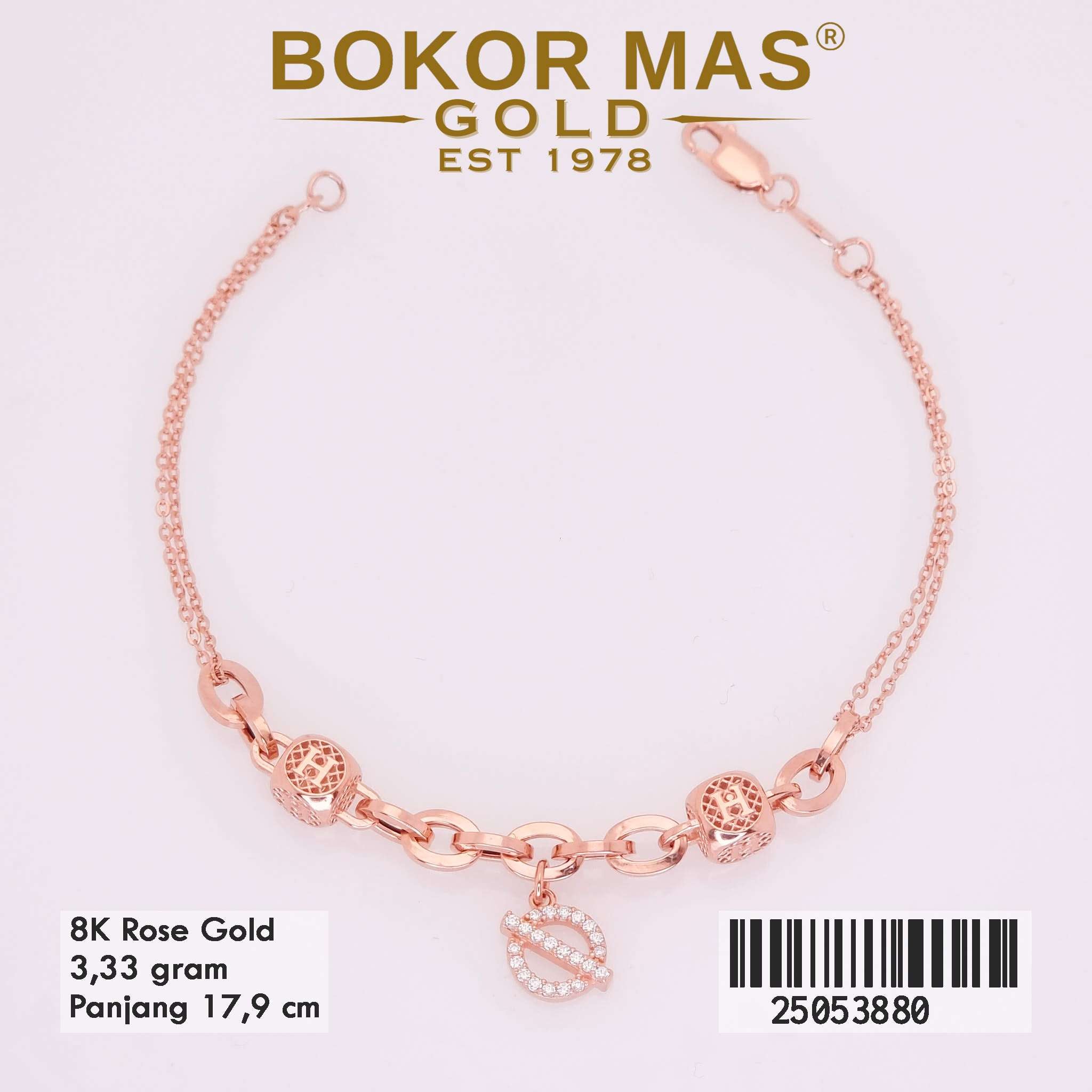 Gelang Emas Rantai Variasi Mainan Gantung - 25053880- 8K